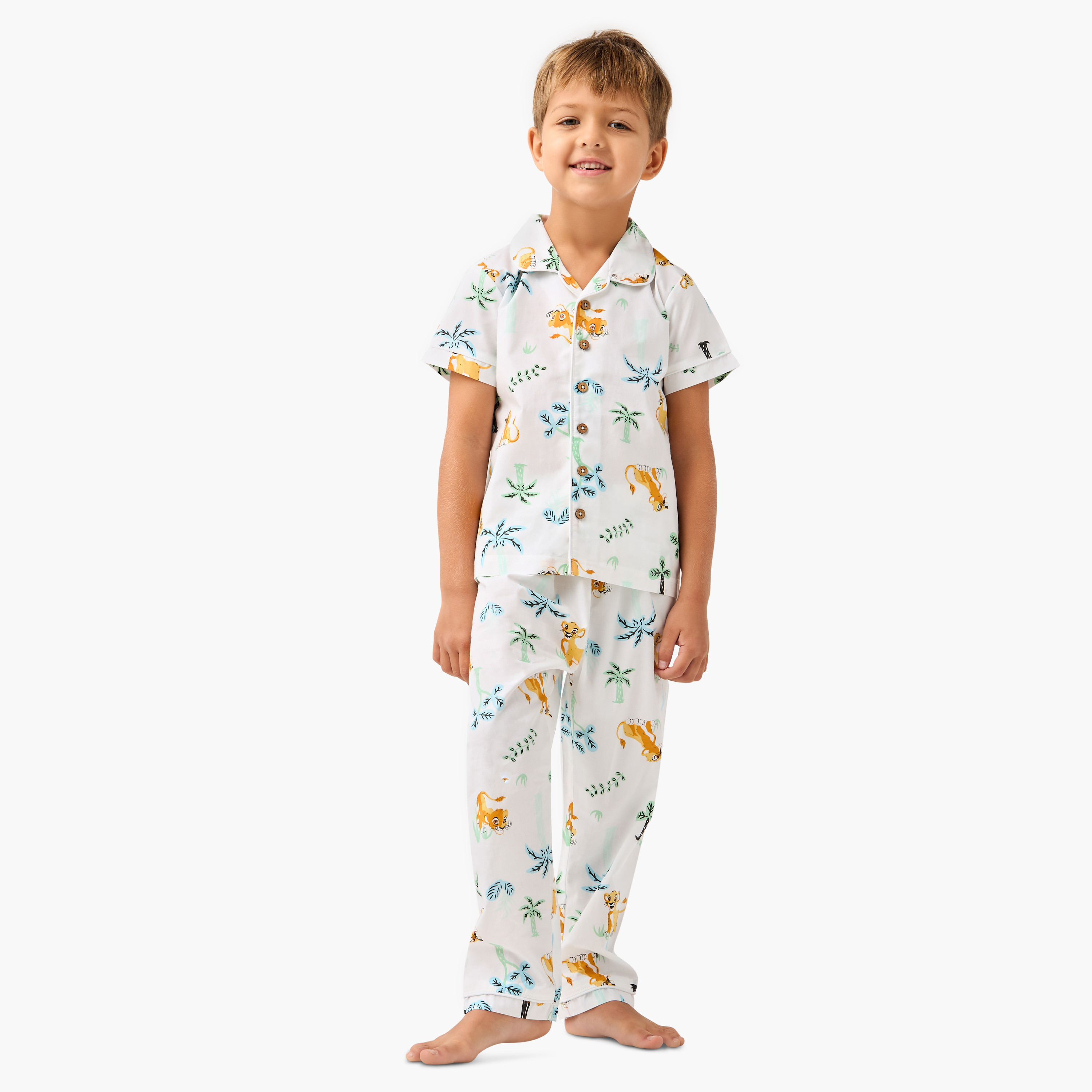 Juniors Lion King Print Shirt and Pyjama Set-boys-clothing-nightwear-image-2