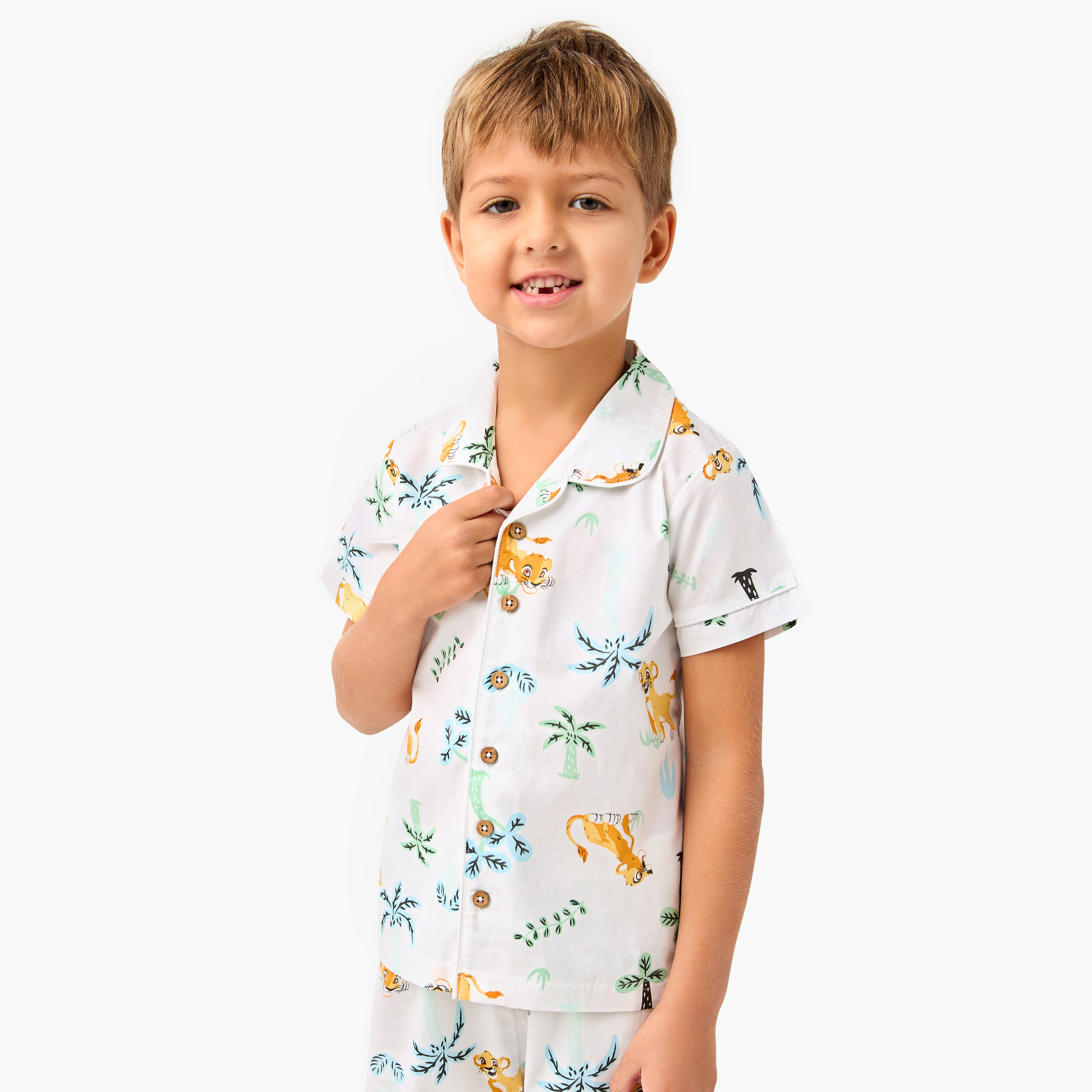 Juniors Lion King Print Shirt and Pyjama Set-boys-clothing-nightwear-image-3