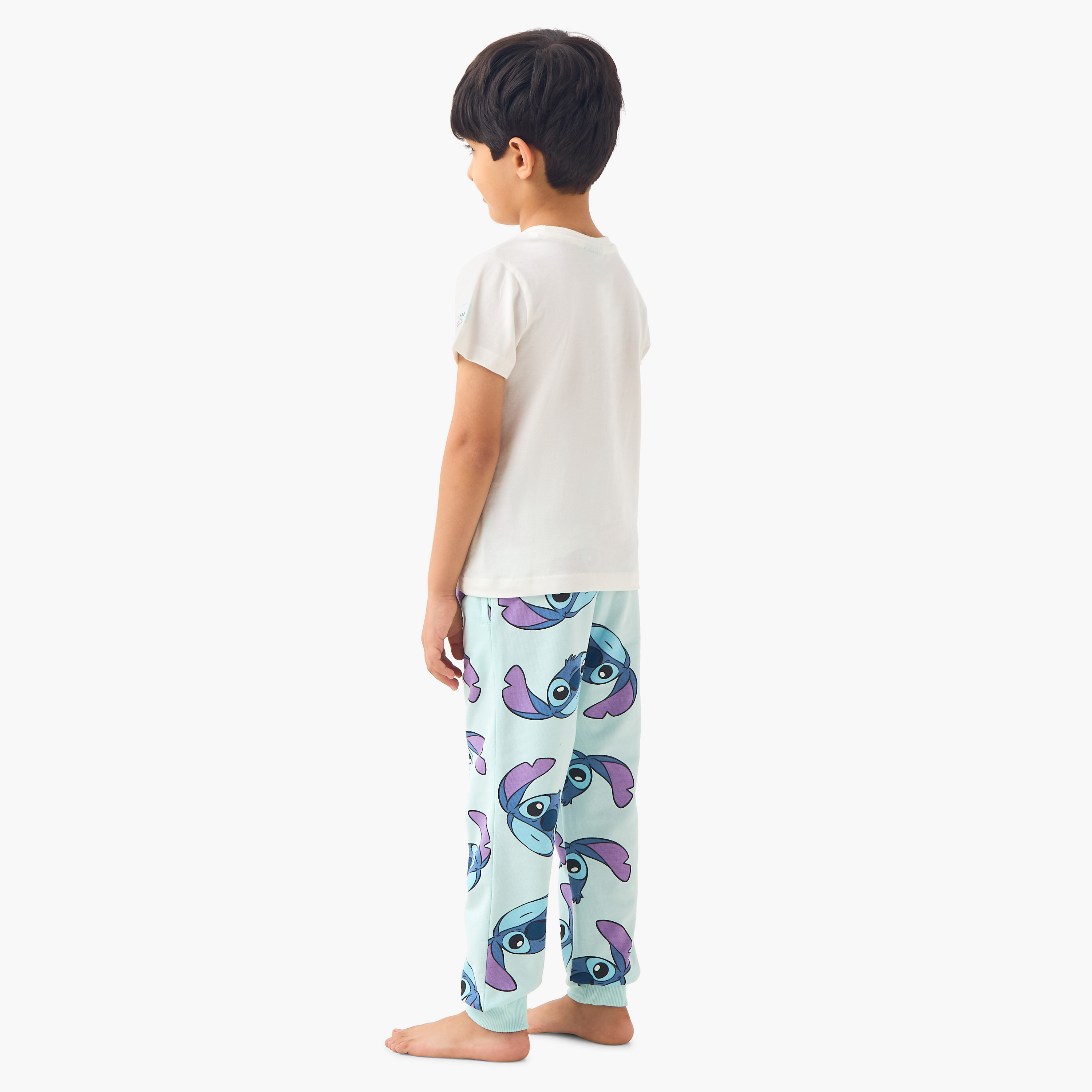 Disney Stitch Print T-shirt and Pyjama Set-boys-clothing-nightwear-image-4