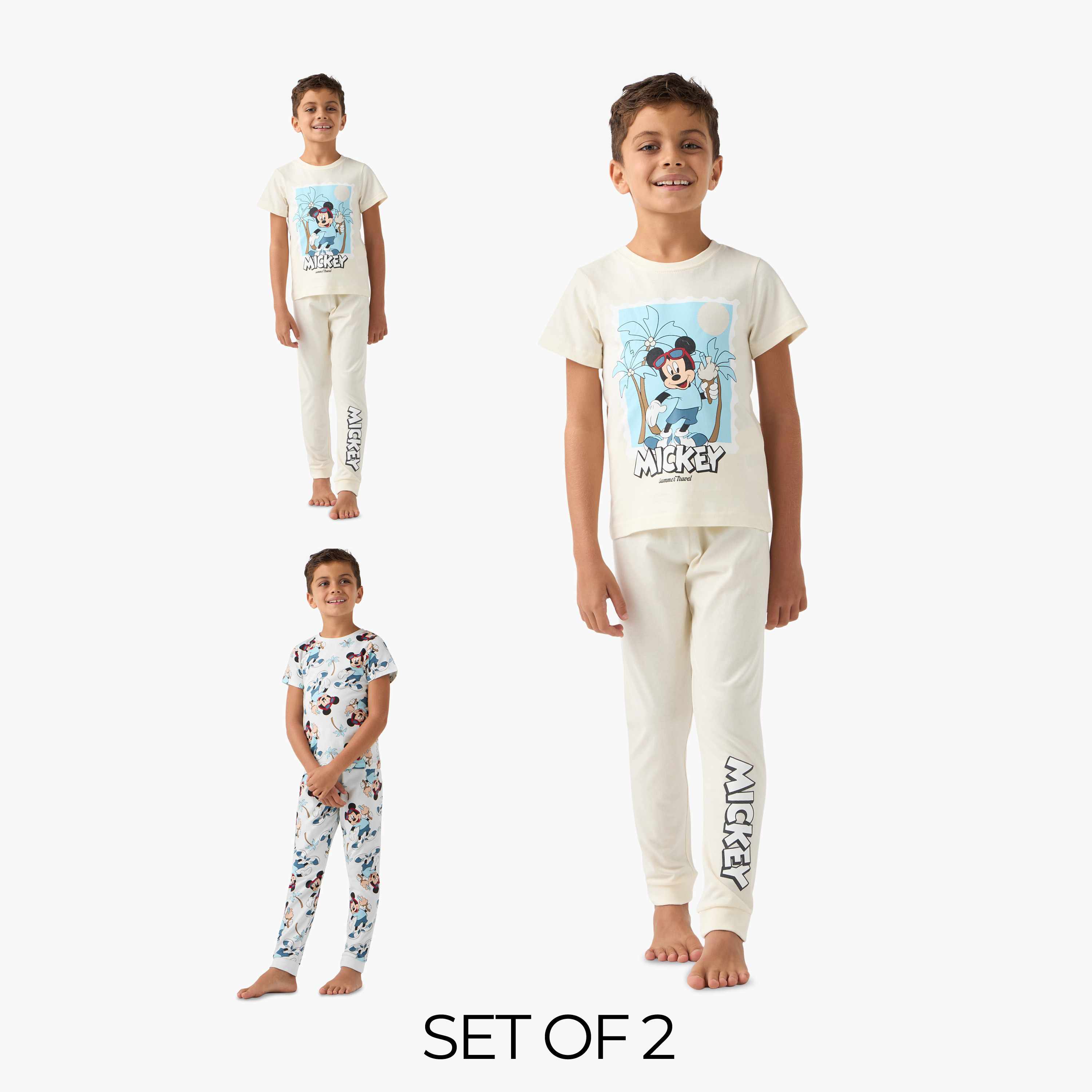 Disney Mickey Mouse Printed T-shirt and Pyjamas - Set of 2-boys-clothing-nightwear-image-1