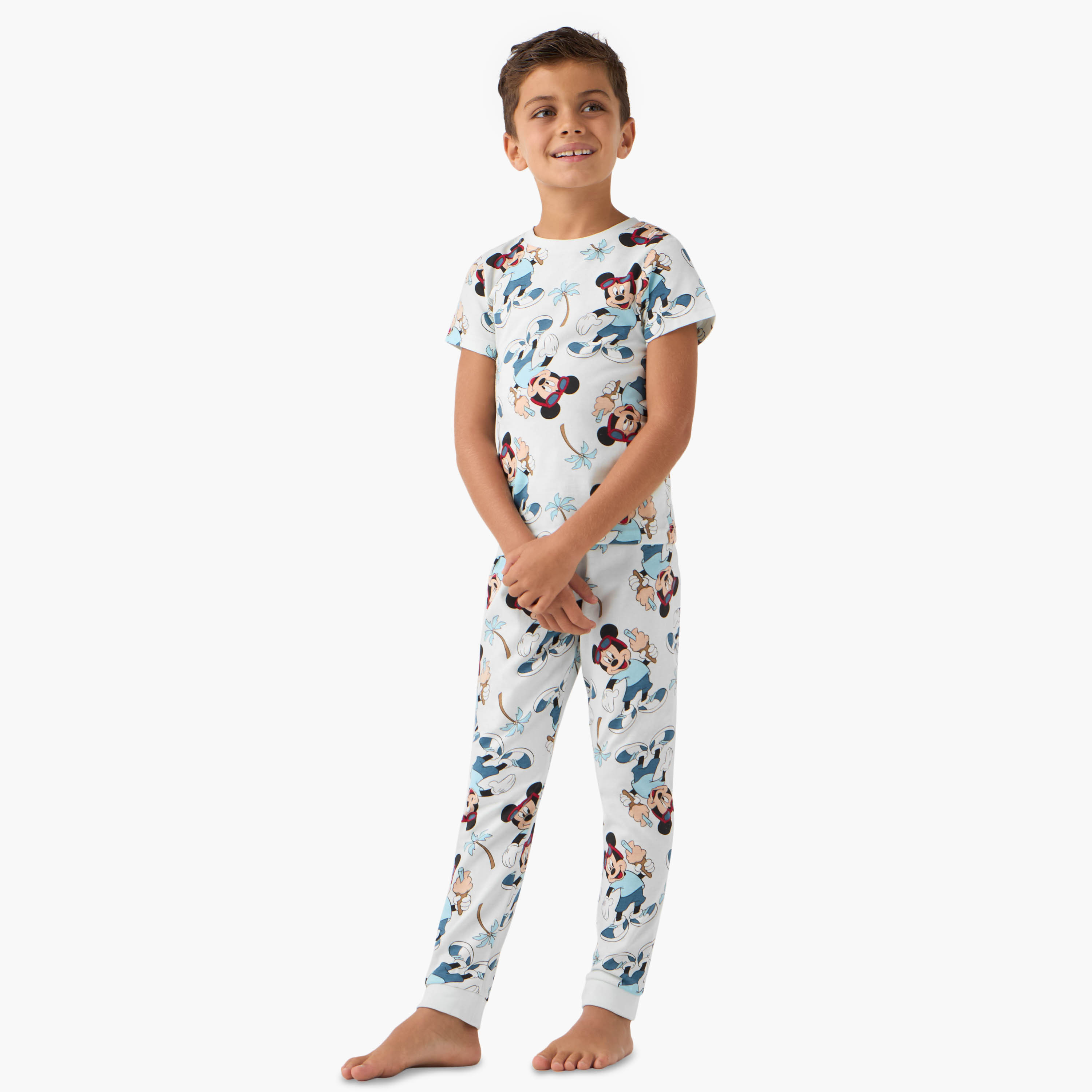 Disney Mickey Mouse Printed T-shirt and Pyjamas - Set of 2-boys-clothing-nightwear-image-2