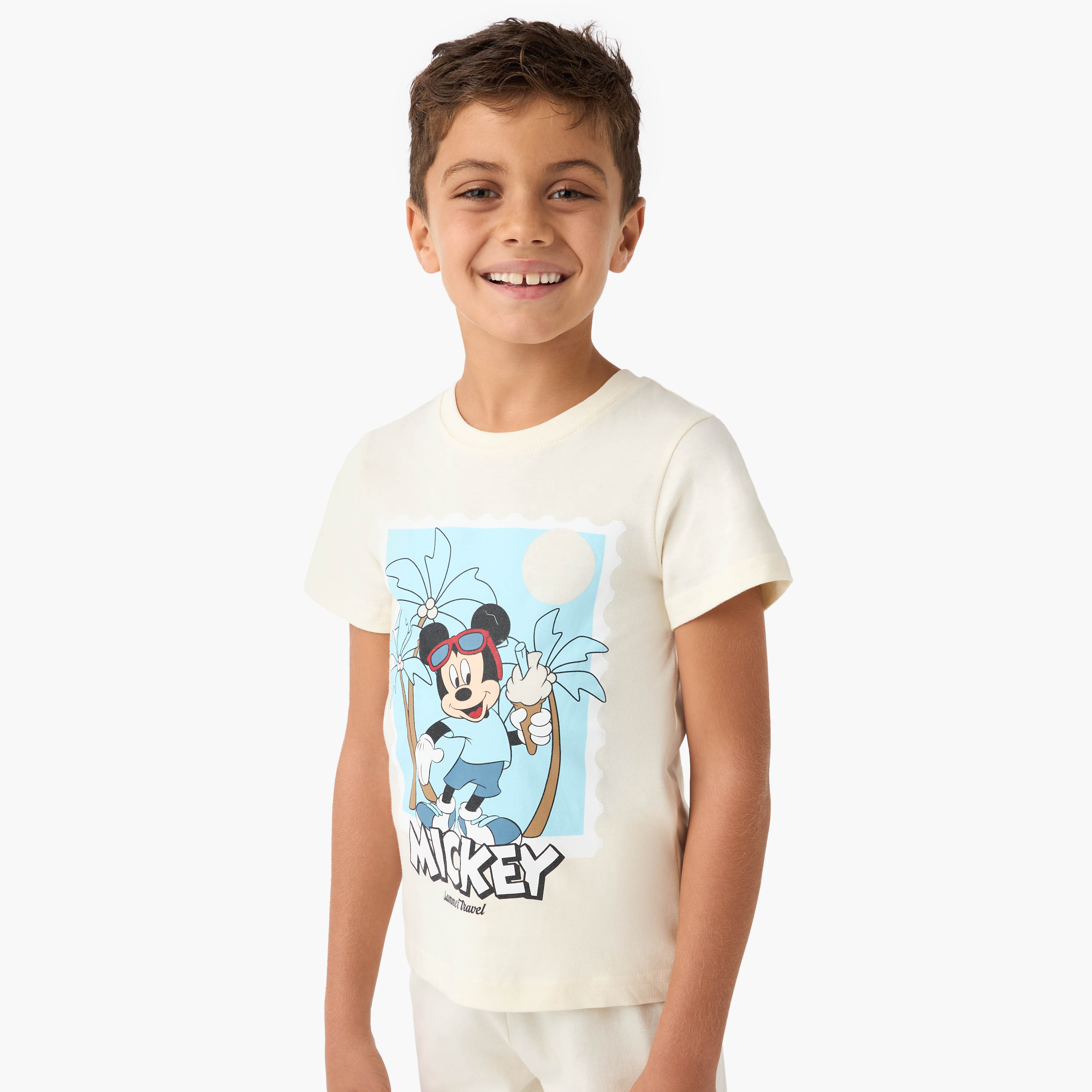Disney Mickey Mouse Printed T-shirt and Pyjamas - Set of 2-boys-clothing-nightwear-image-3