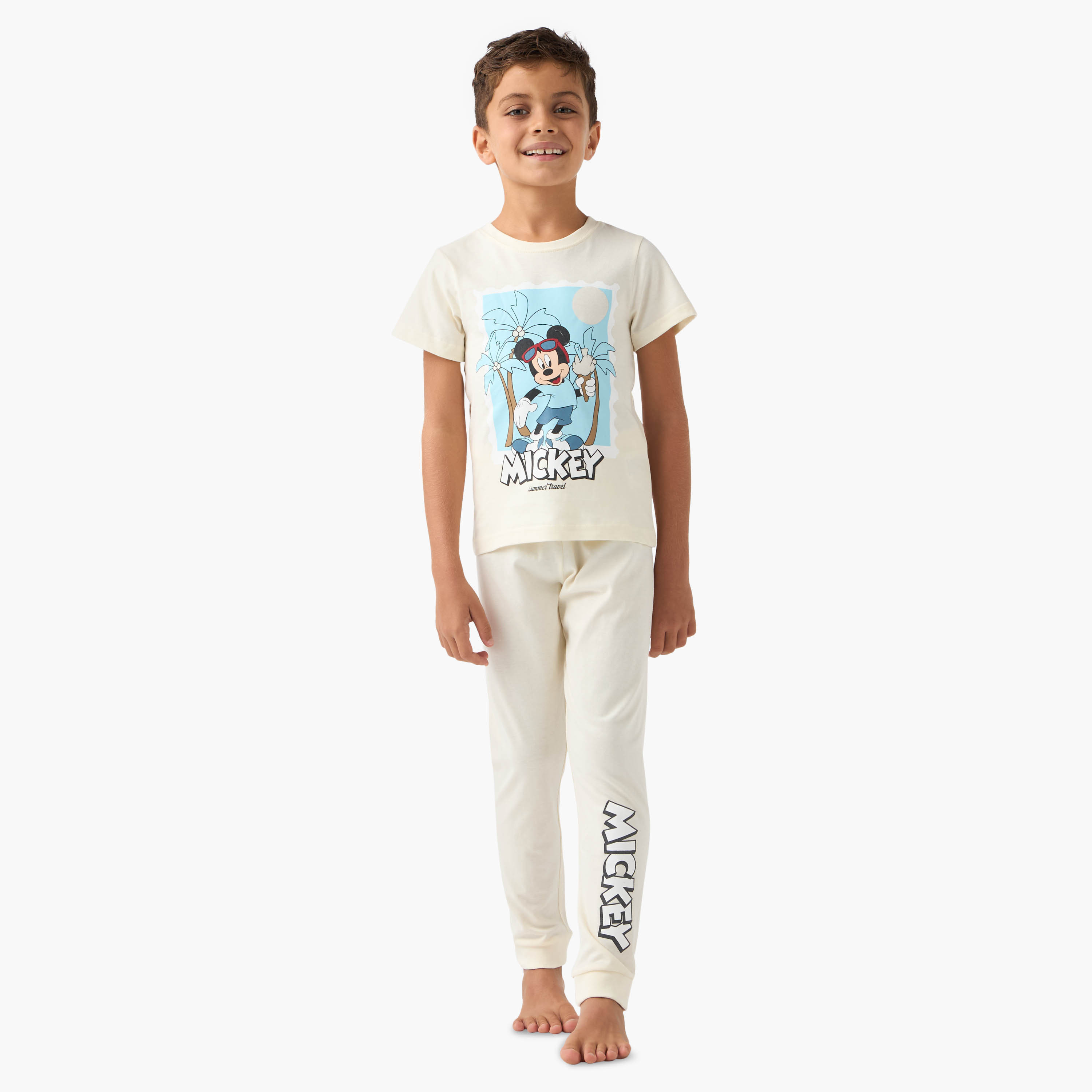 Disney Mickey Mouse Printed T-shirt and Pyjamas - Set of 2-boys-clothing-nightwear-image-8