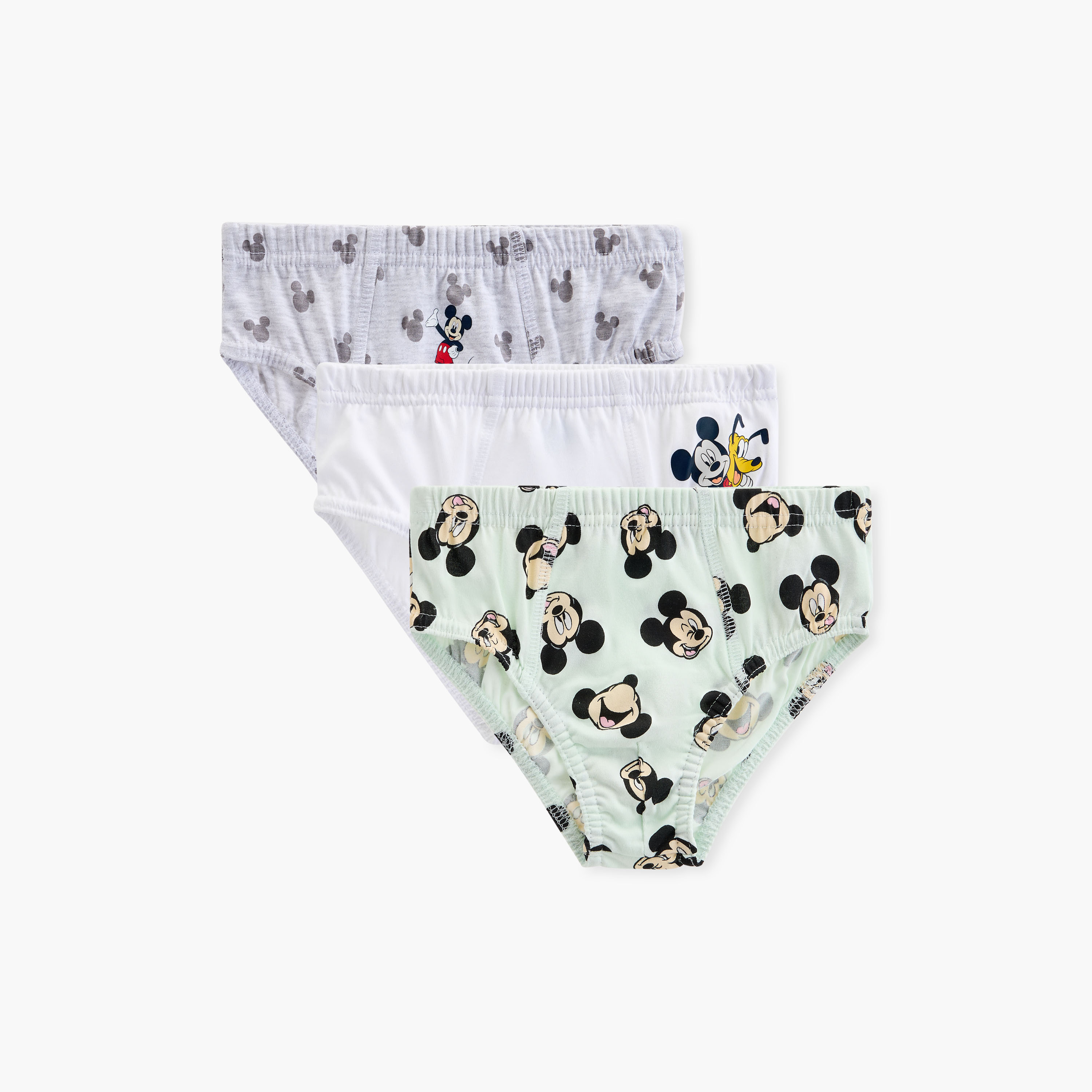 Disney Mickey Mouse Print Briefs with Elasticated Waistband - Set of 3-baby-boys-clothing-innerwear-image-1