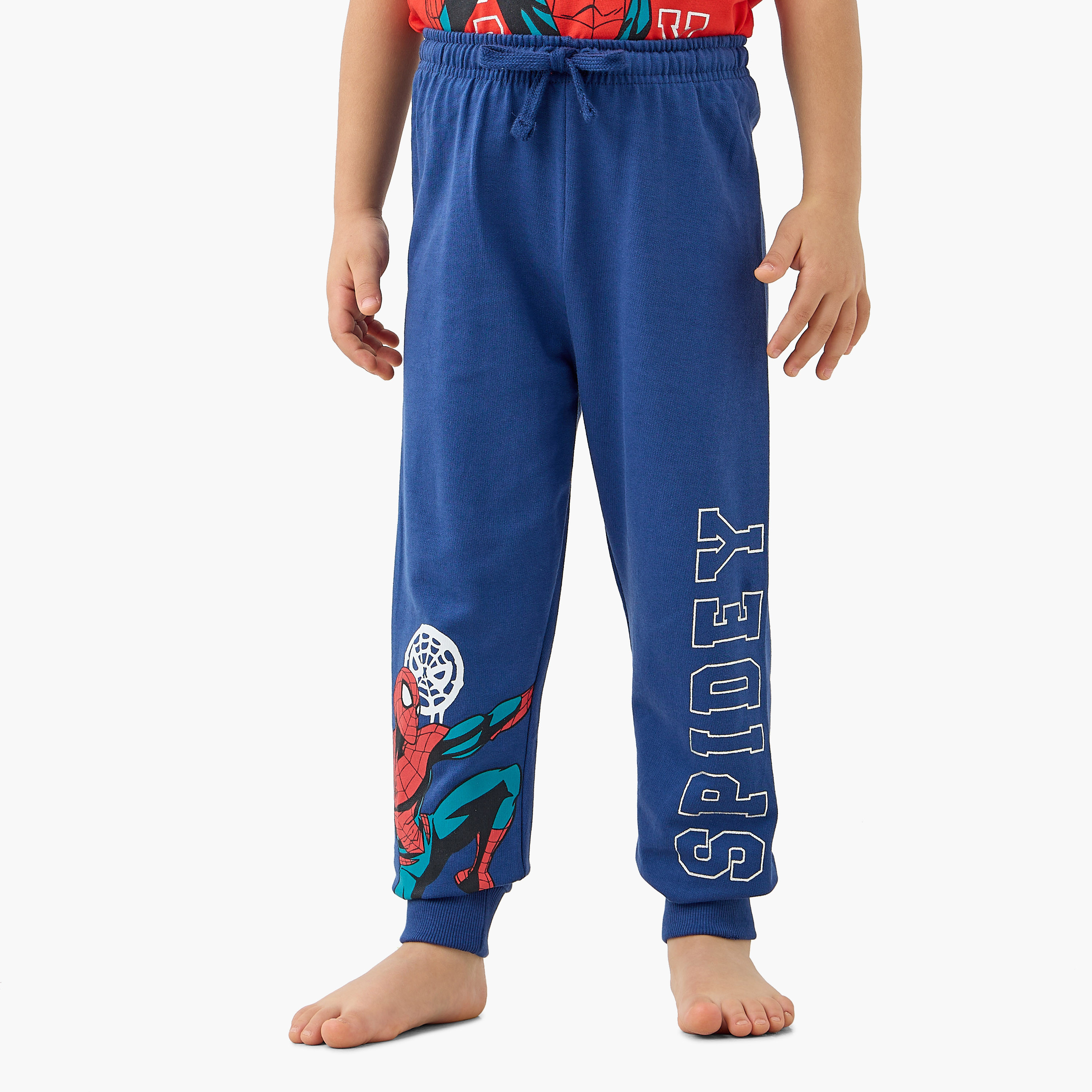 Spider-Man Print T-shirt and Pyjama Set-boys-clothing-nightwear-image-3