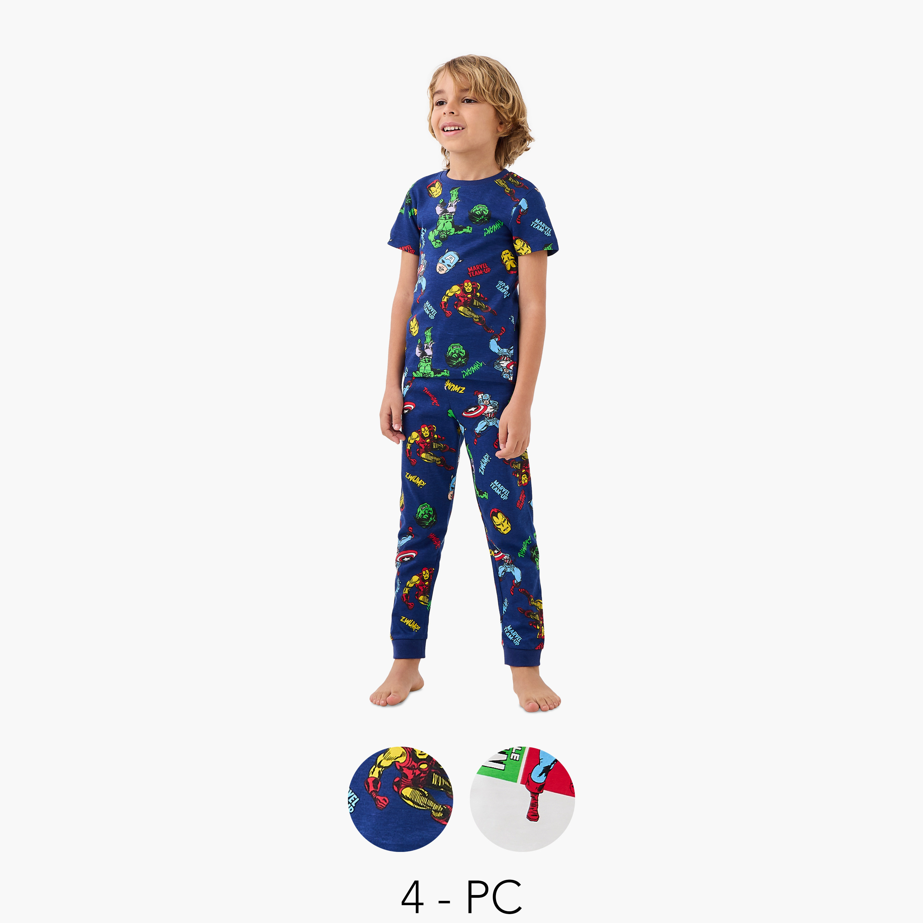 Avengers Print T-shirt and Pyjamas - Set of 2-boys-clothing-nightwear-image-1