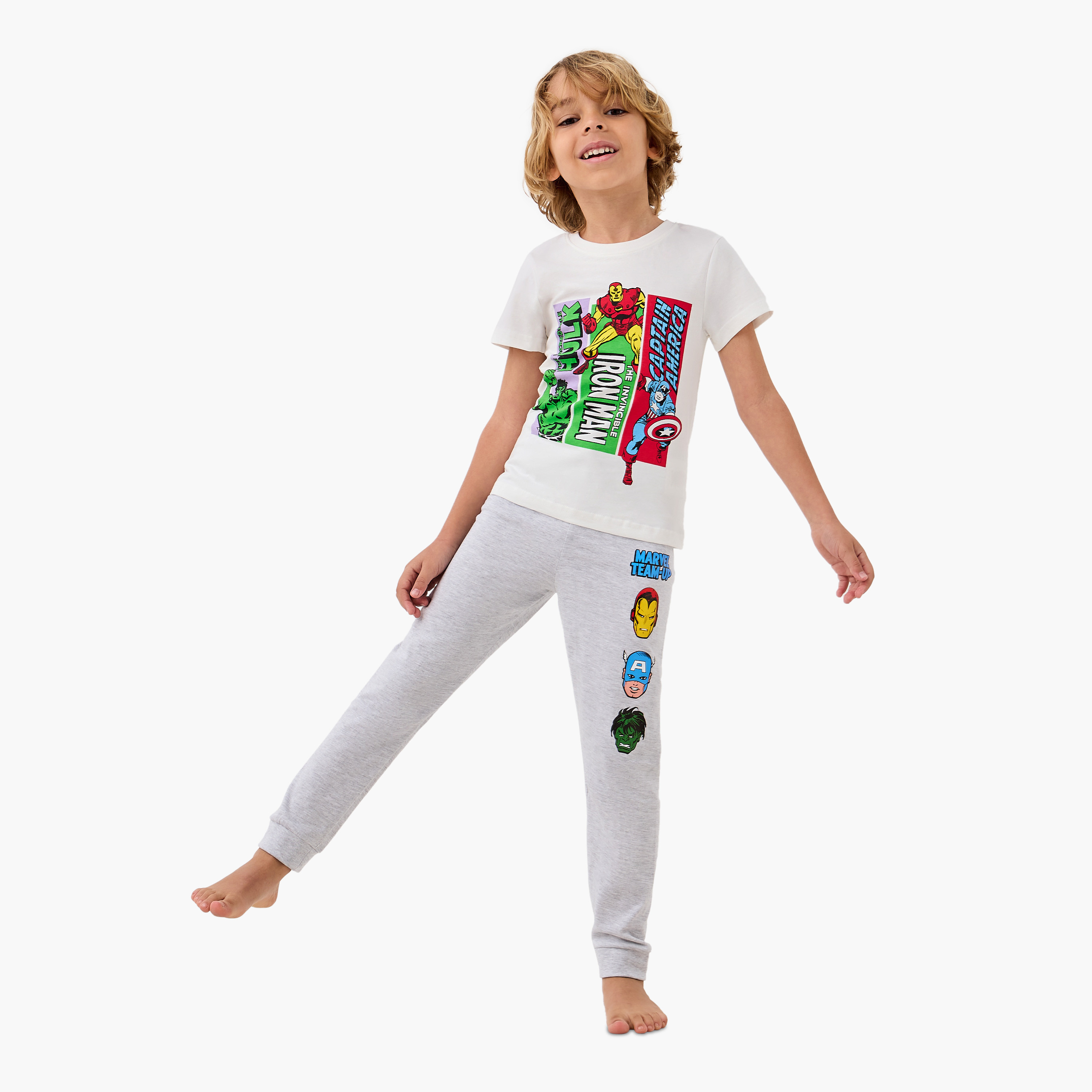 Avengers Print T-shirt and Pyjamas - Set of 2-boys-clothing-nightwear-image-2