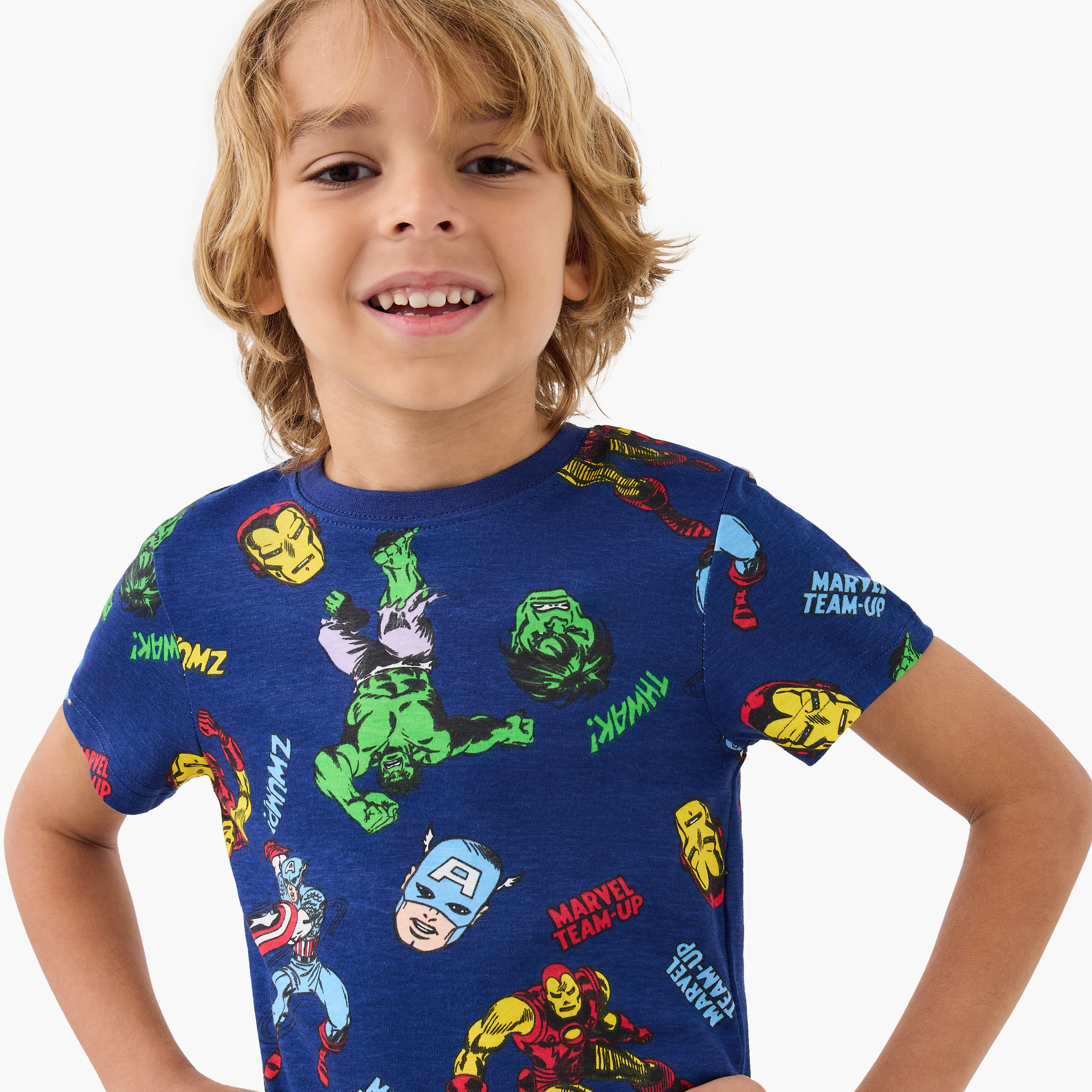 Avengers Print T-shirt and Pyjamas - Set of 2-boys-clothing-nightwear-image-6