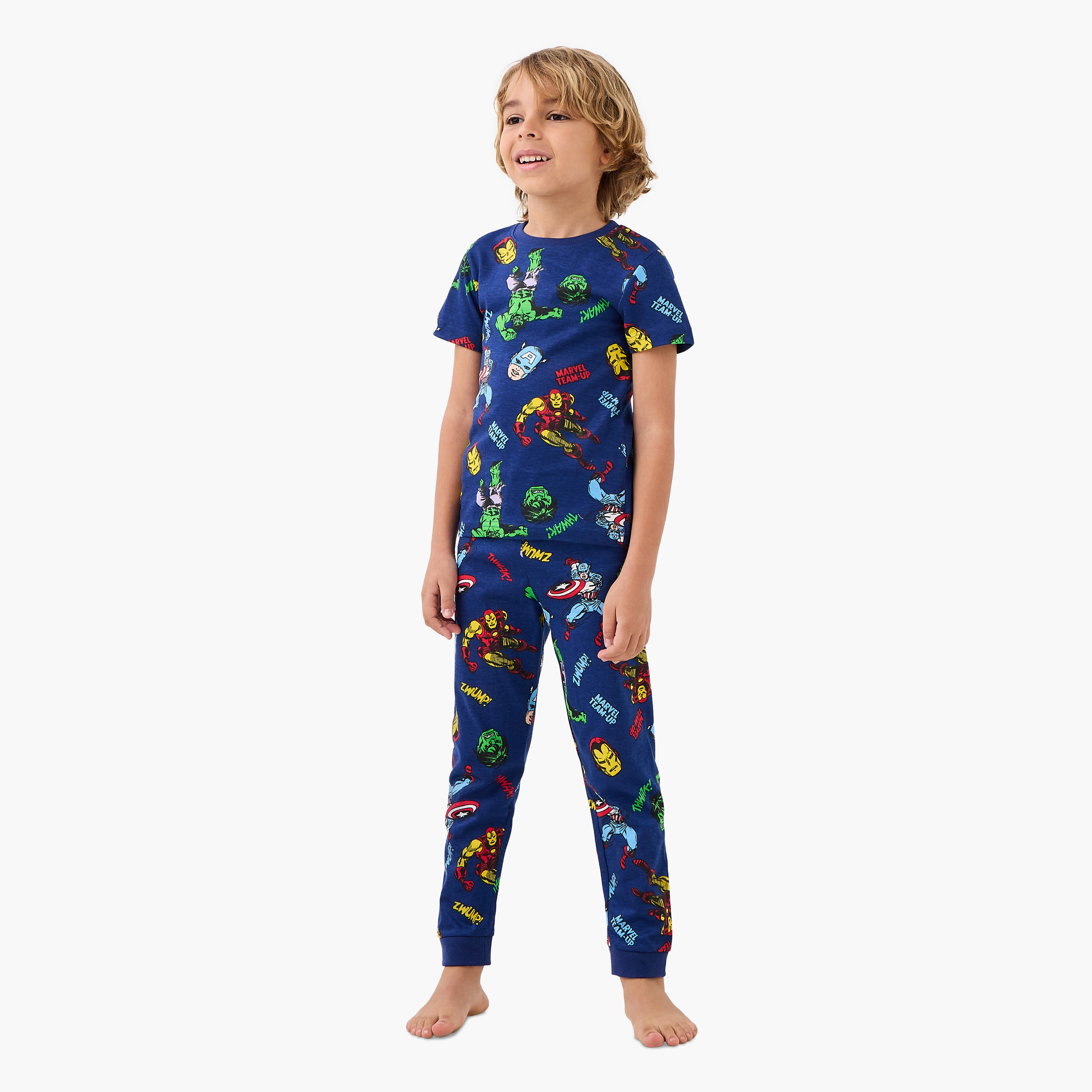 Avengers Print T-shirt and Pyjamas - Set of 2-boys-clothing-nightwear-image-8