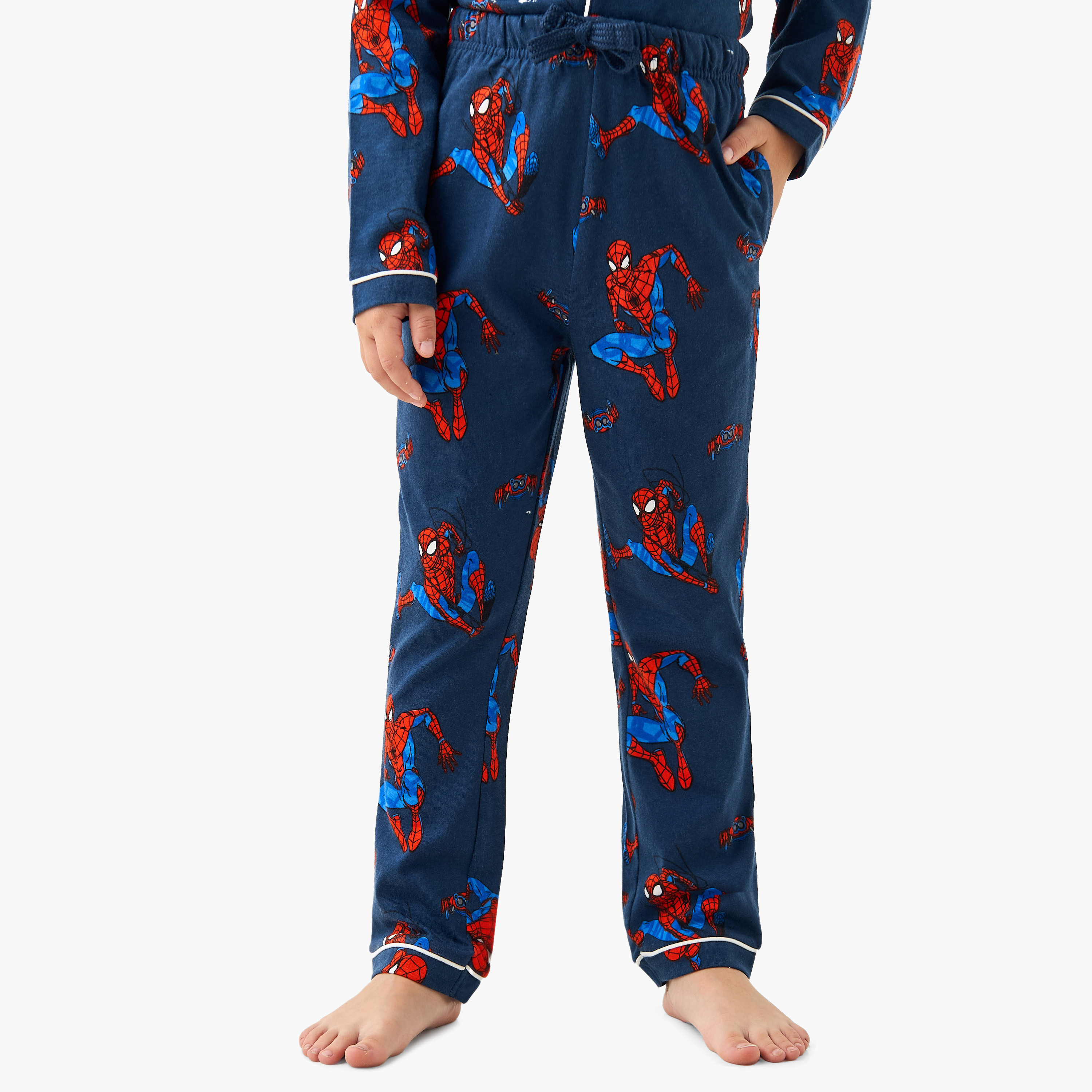 Spider-Man Print Shirt and Pyjama Set-boys-clothing-nightwear-image-3