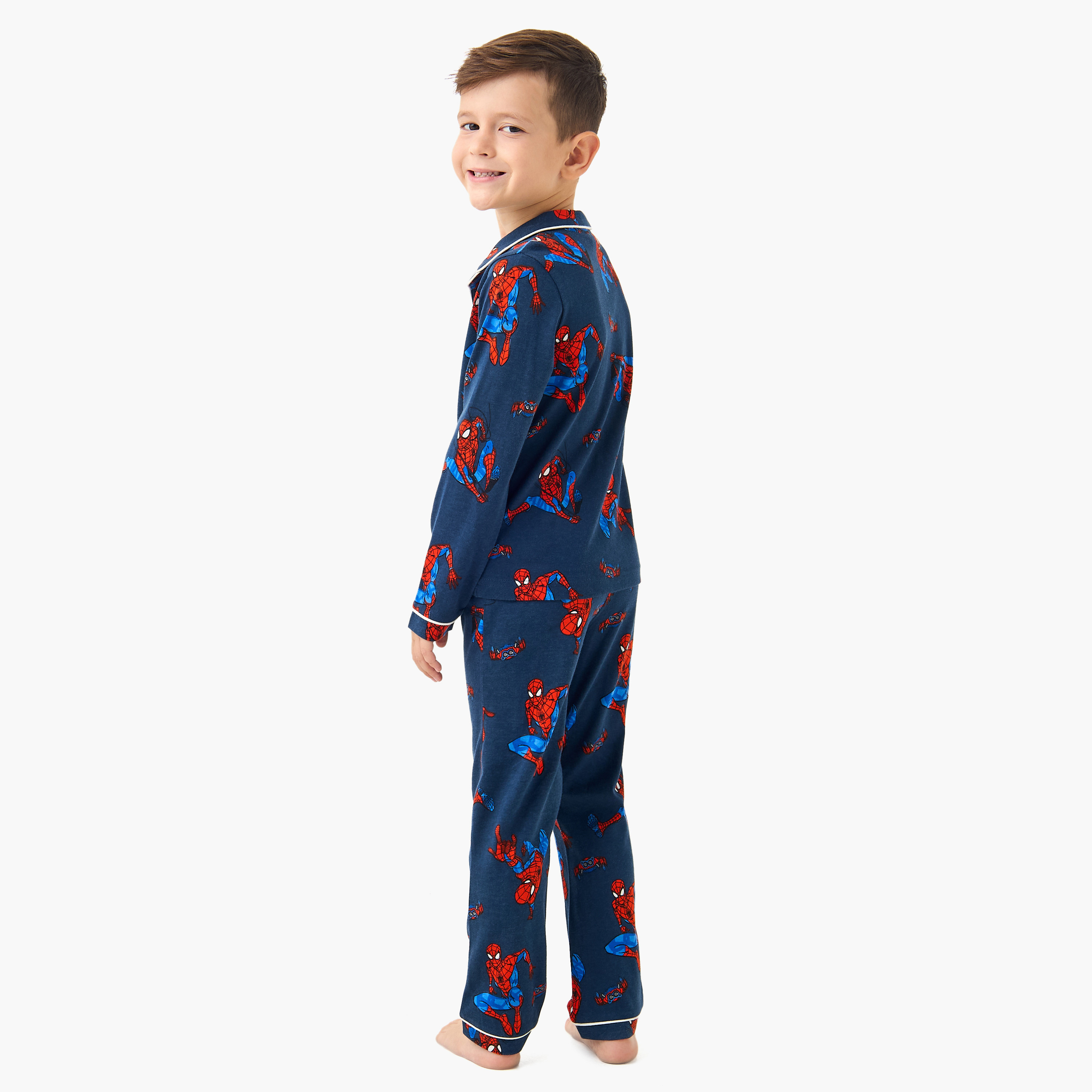 Spider-Man Print Shirt and Pyjama Set-boys-clothing-nightwear-image-4