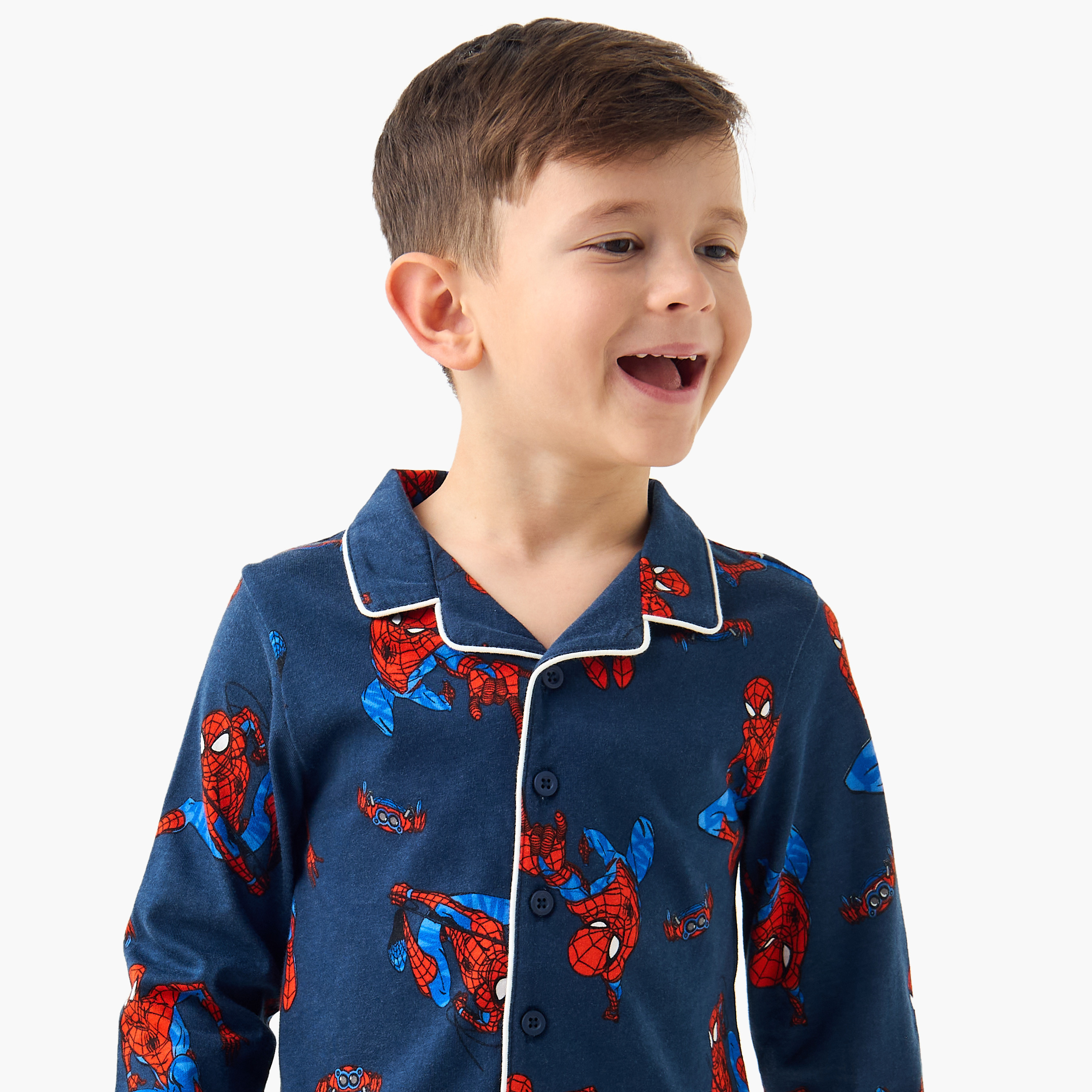 Spider-Man Print Shirt and Pyjama Set-boys-clothing-nightwear-image-5