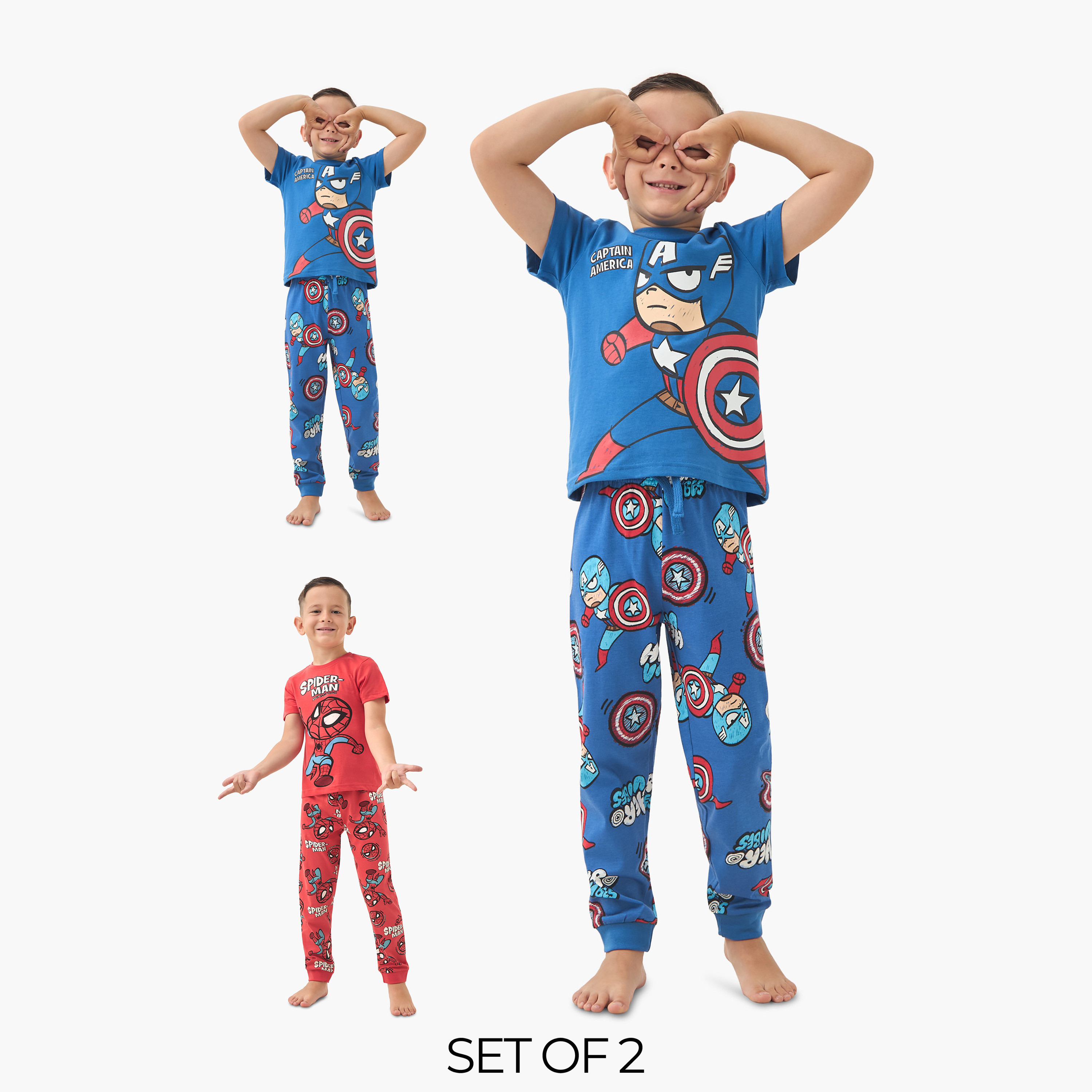 Avengers Print T-shirts and Pyjamas - Set of 2-boys-clothing-nightwear-image-1