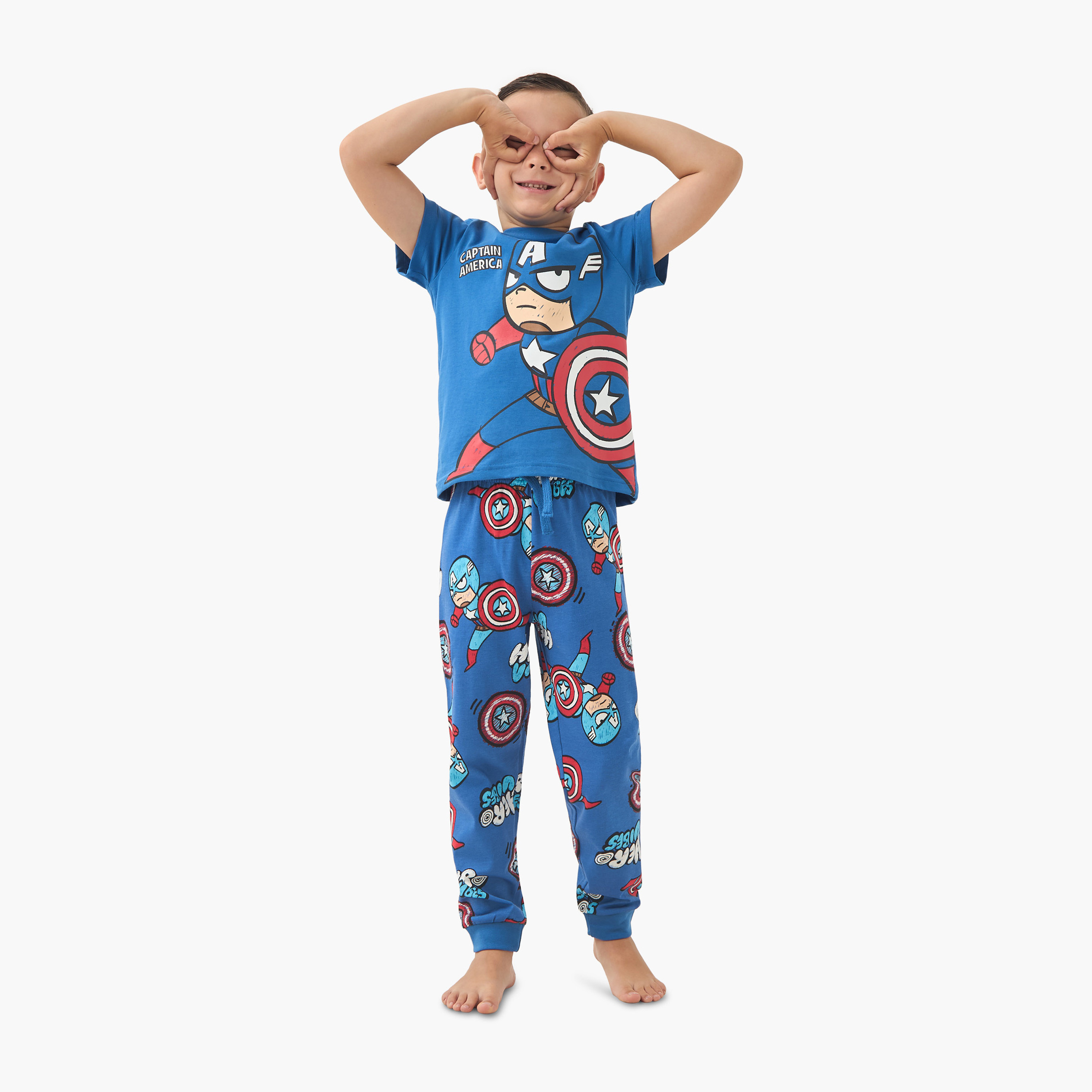 Avengers Print T-shirts and Pyjamas - Set of 2-boys-clothing-nightwear-image-2