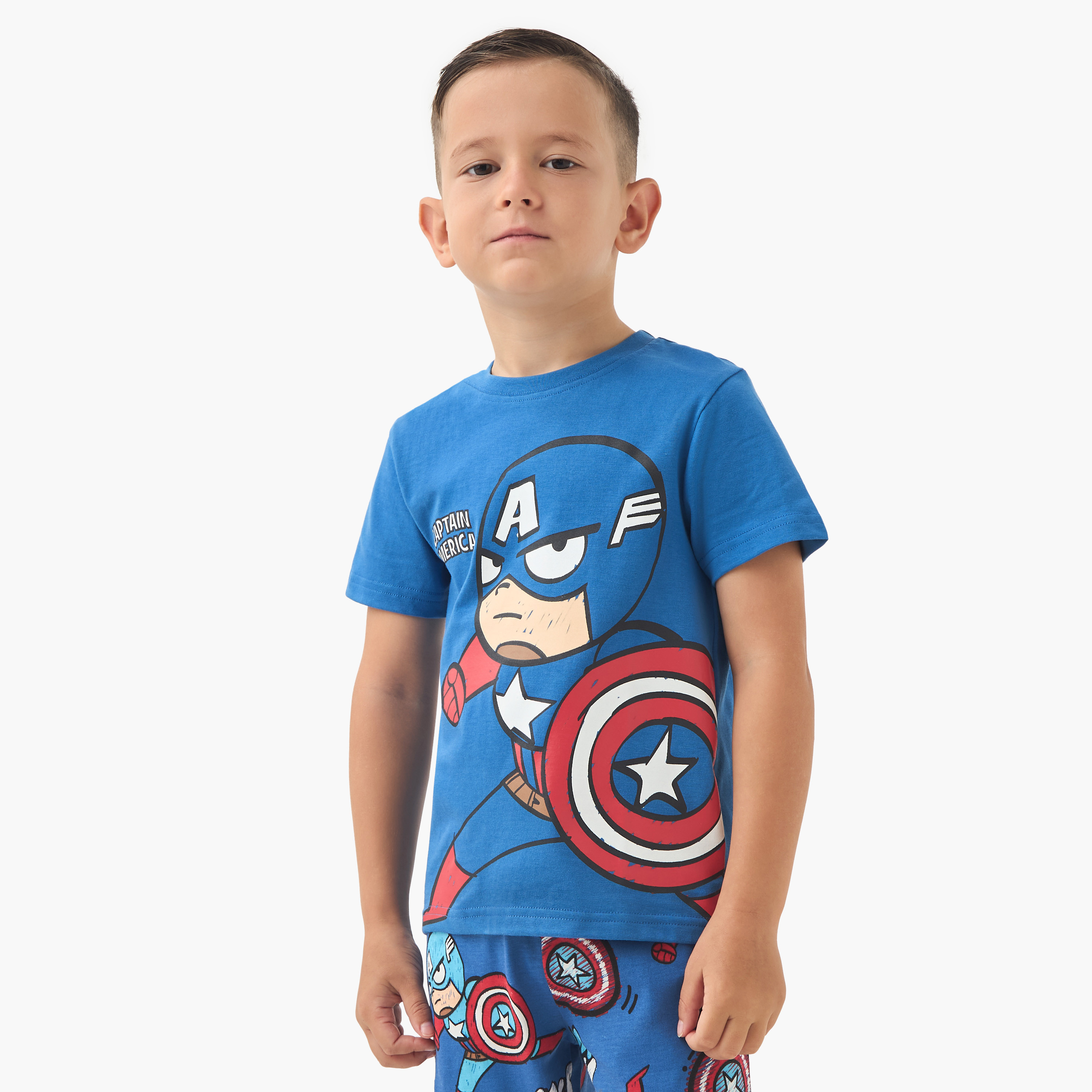 Avengers Print T-shirts and Pyjamas - Set of 2-boys-clothing-nightwear-image-4