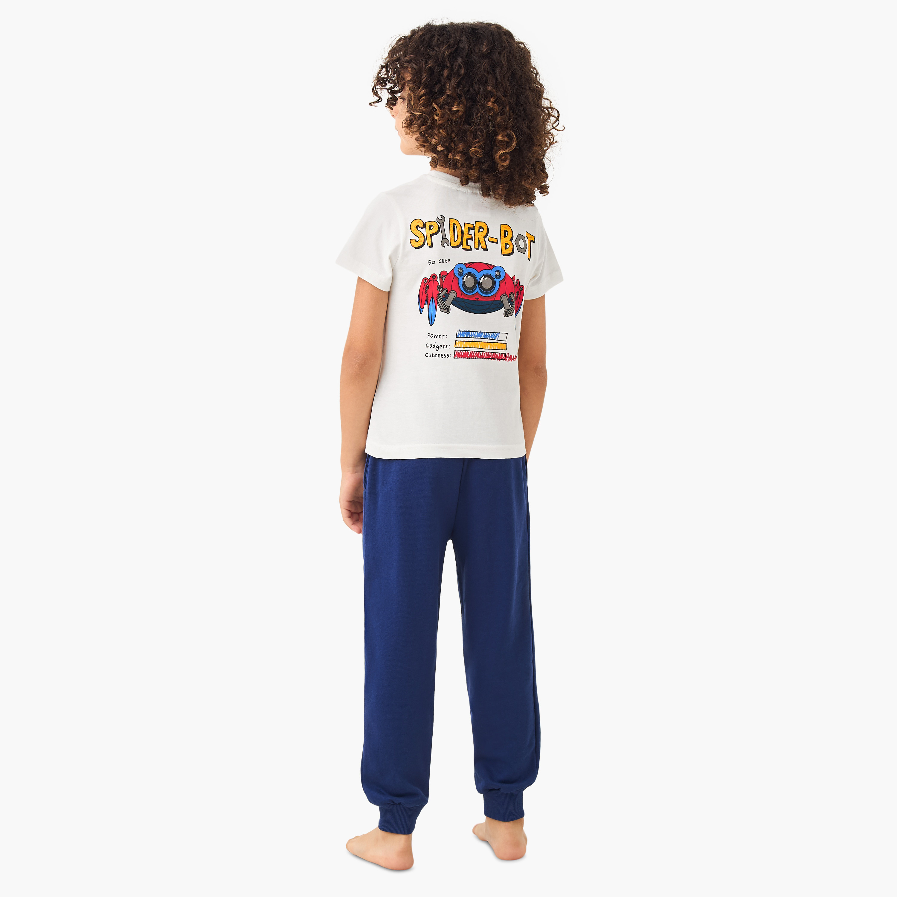 Spider-Man Print T-shirt and Pyjama Set-boys-clothing-nightwear-image-4