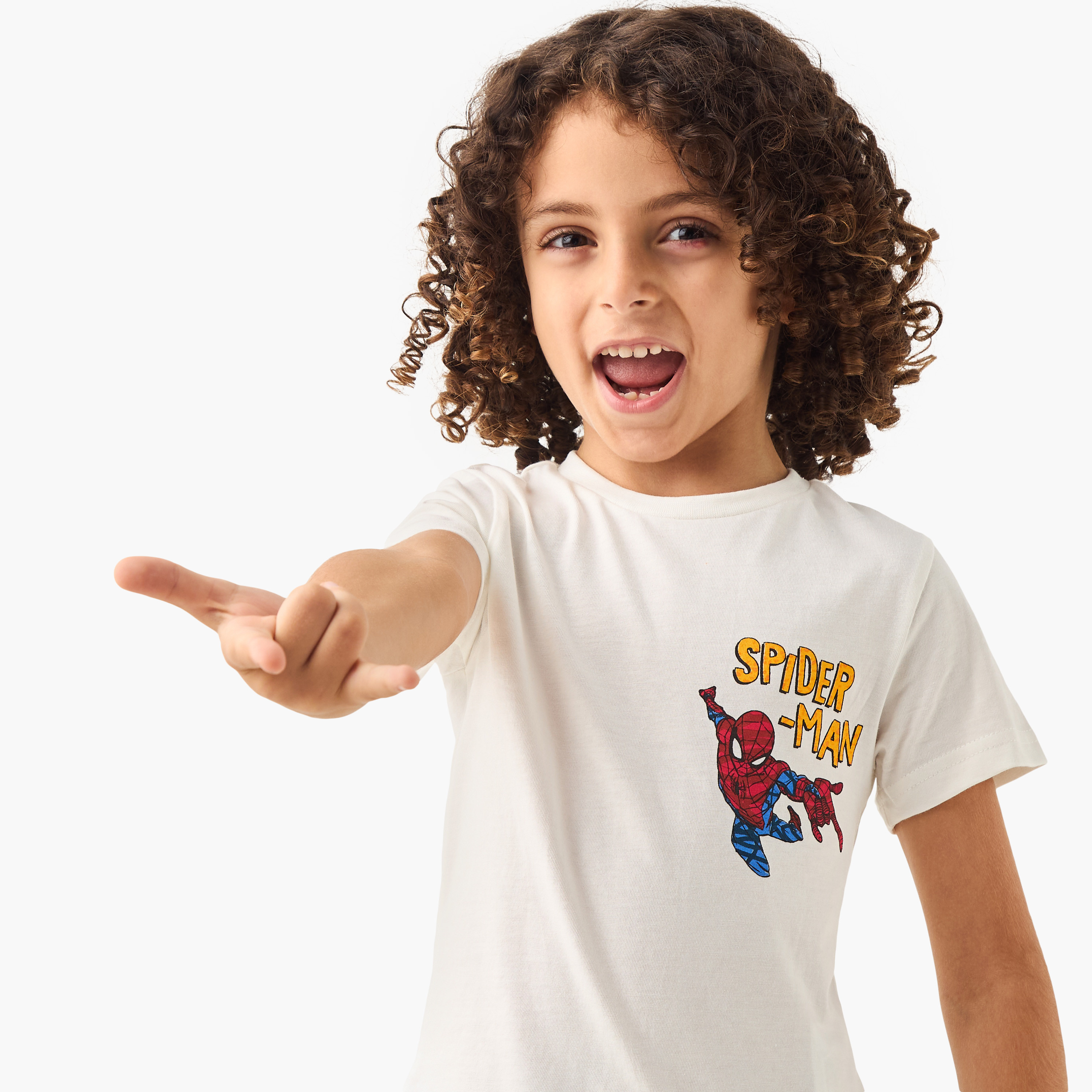 Spider-Man Print T-shirt and Pyjama Set-boys-clothing-nightwear-image-5