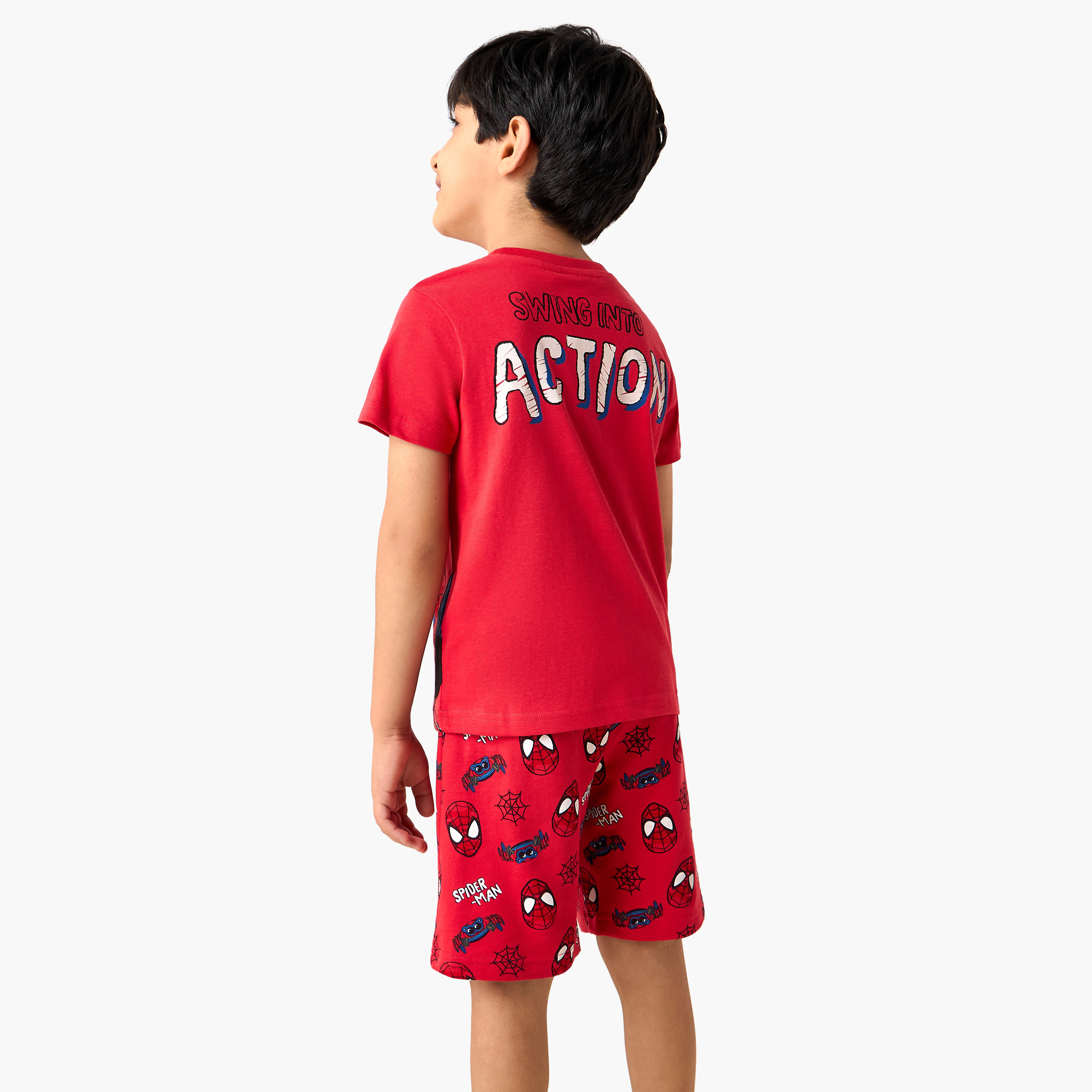 Spider-Man Print T-shirt and Shorts Set-boys-clothing-nightwear-image-4