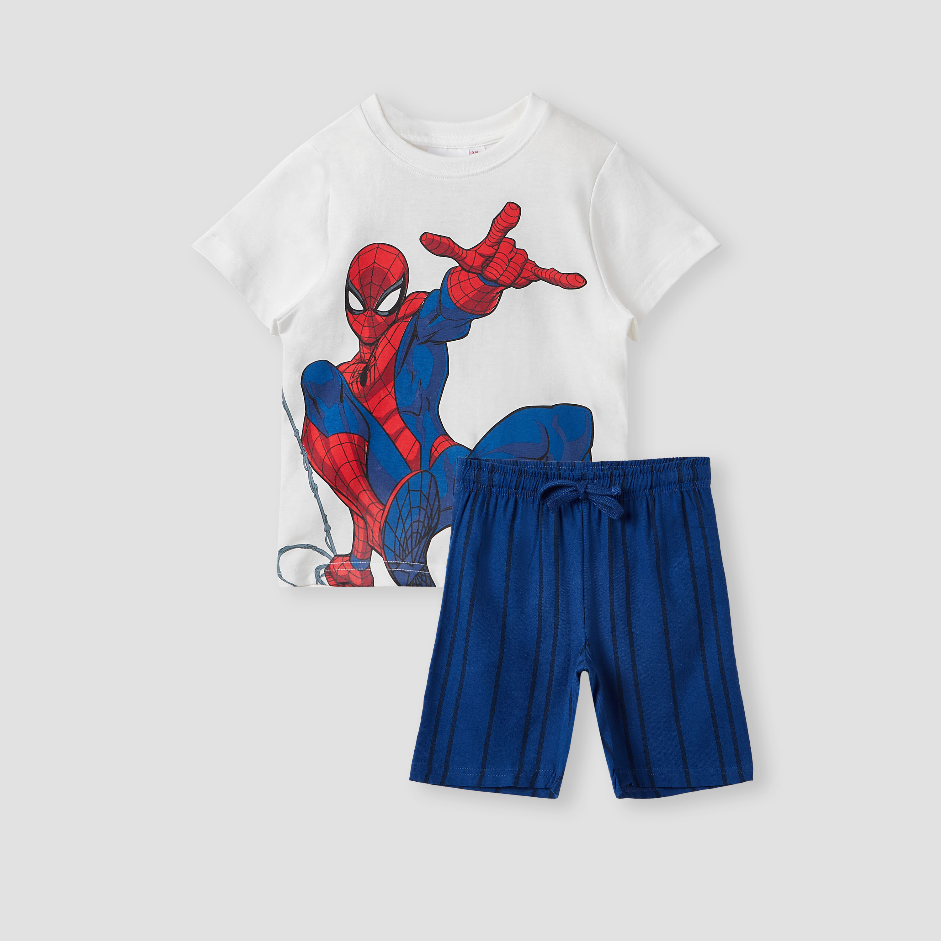 طقم شورت وتيشيرت بطبعات سبايدر مان-boys-clothing-nightwear-image-1