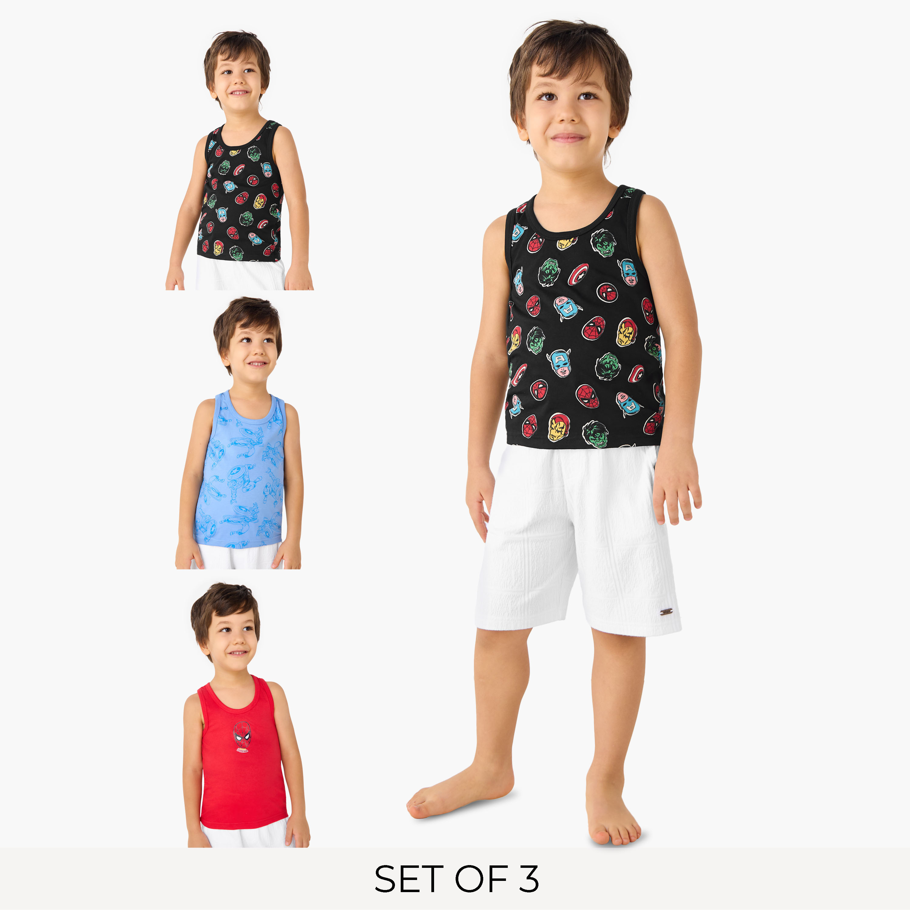 فيستات دون أكمام بطبعات سبايدرمان - طقم 3 قطع-baby-boys-clothing-innerwear-image-1