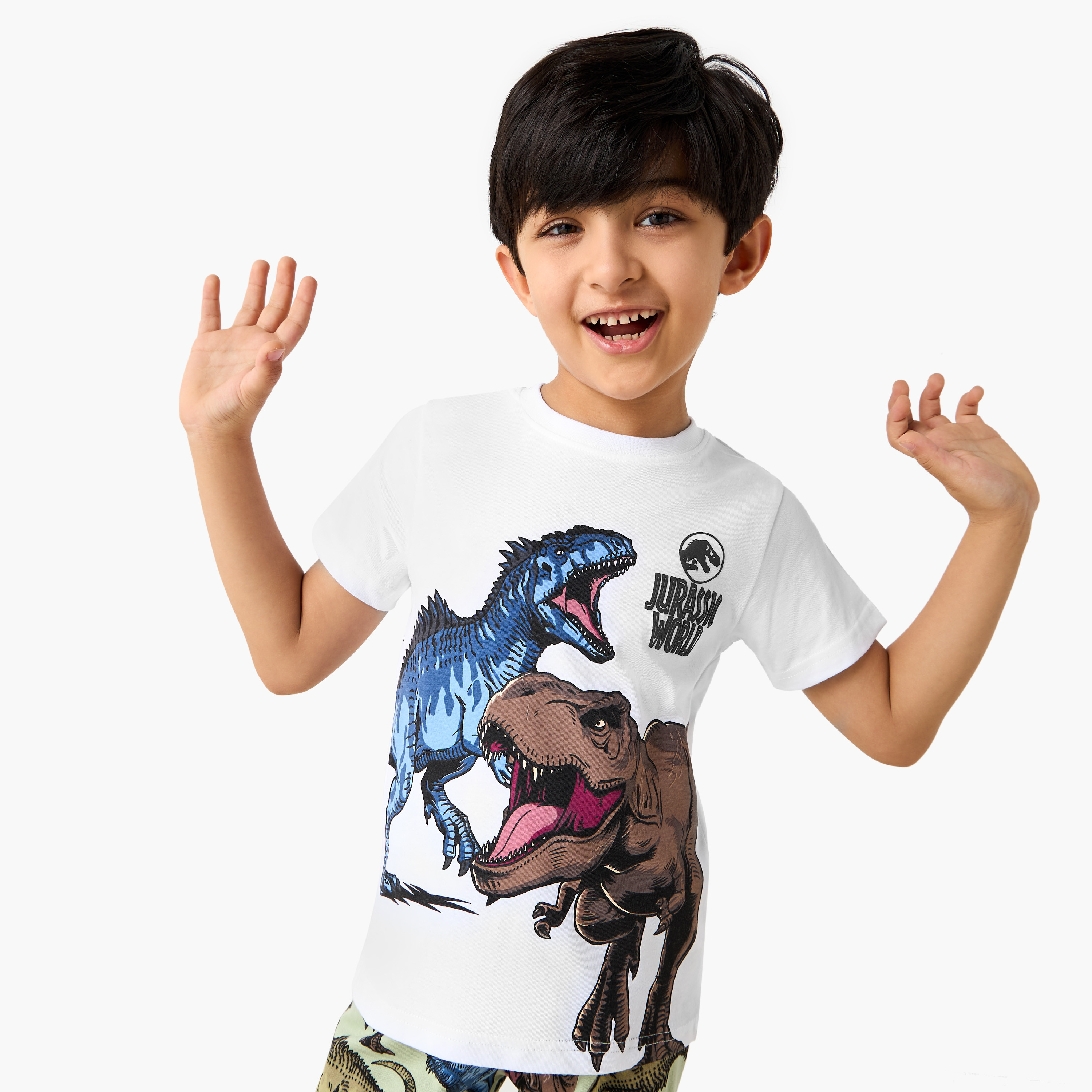 Jurassic World Print T-shirt and Pyjama Set-boys-clothing-nightwear-image-2