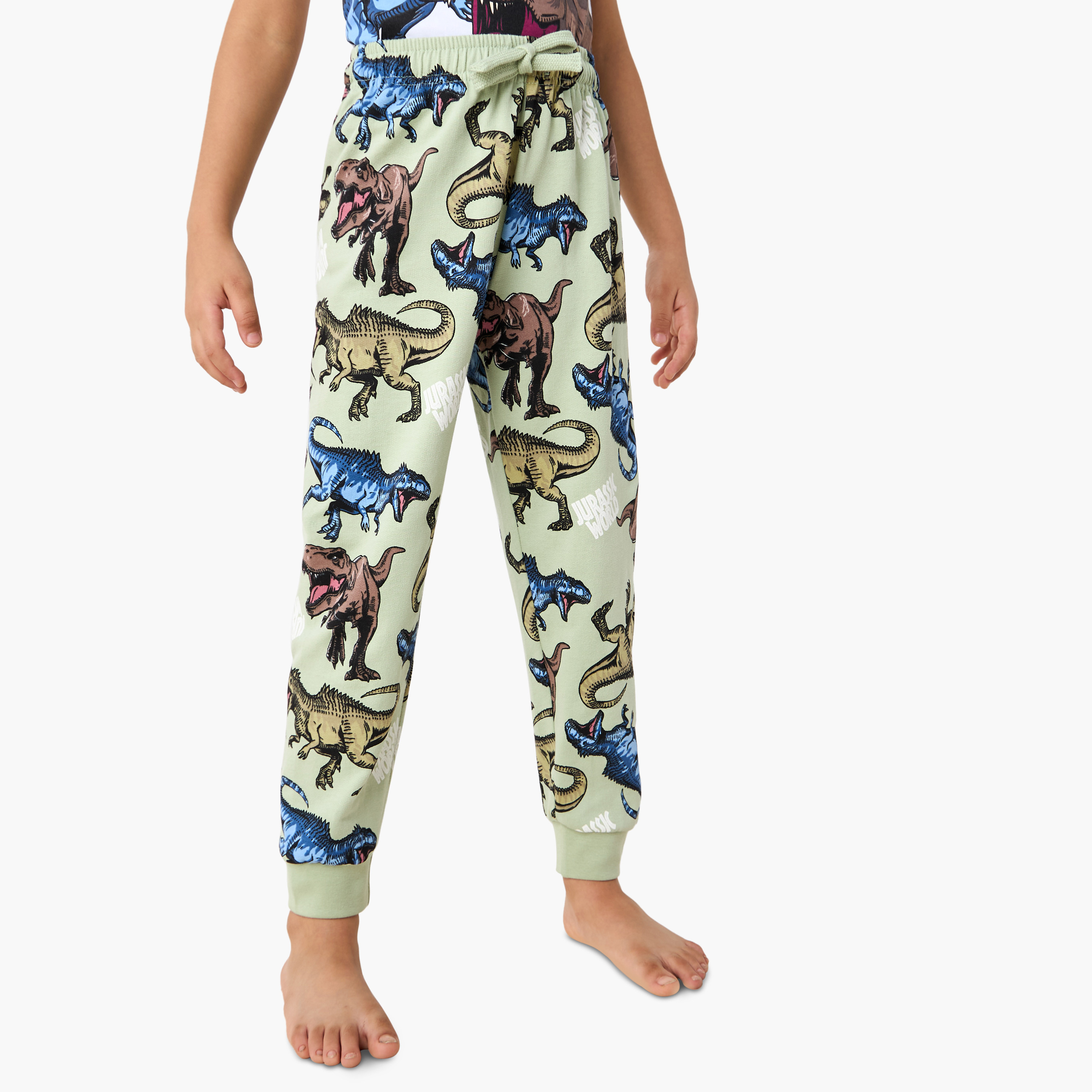 Jurassic World Print T-shirt and Pyjama Set-boys-clothing-nightwear-image-3