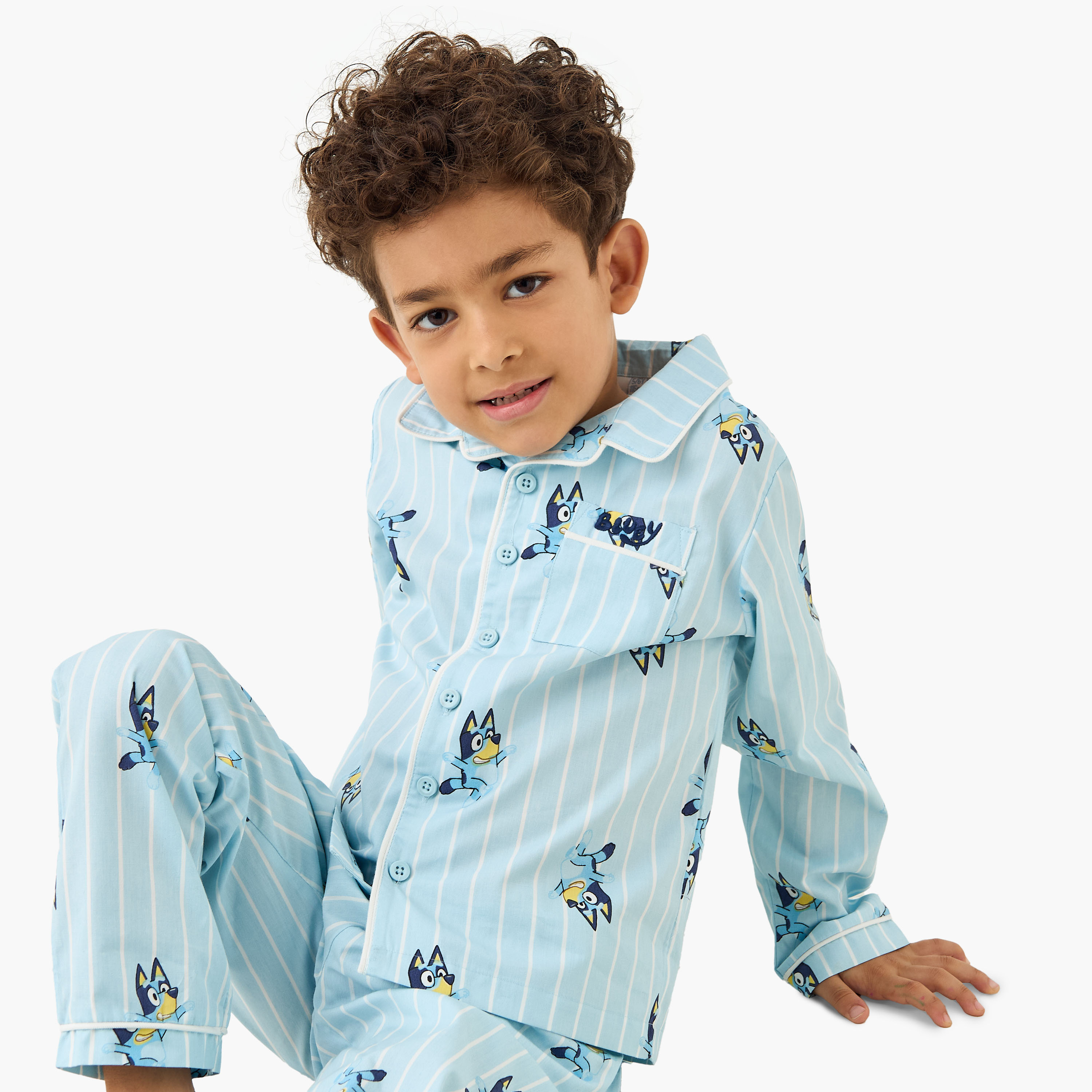 Bluey Print Shirt and Pyjama Set-boys-clothing-nightwear-image-3