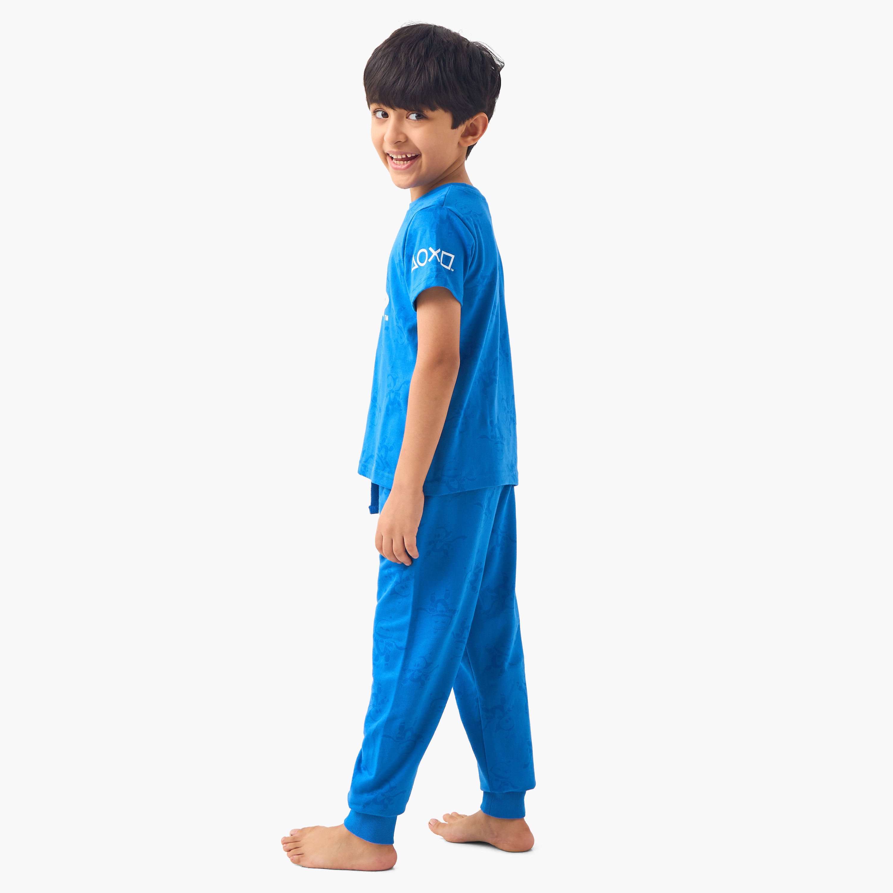 PlayStation Logo Print T-shirt and Pyjama Set-boys-clothing-nightwear-image-4