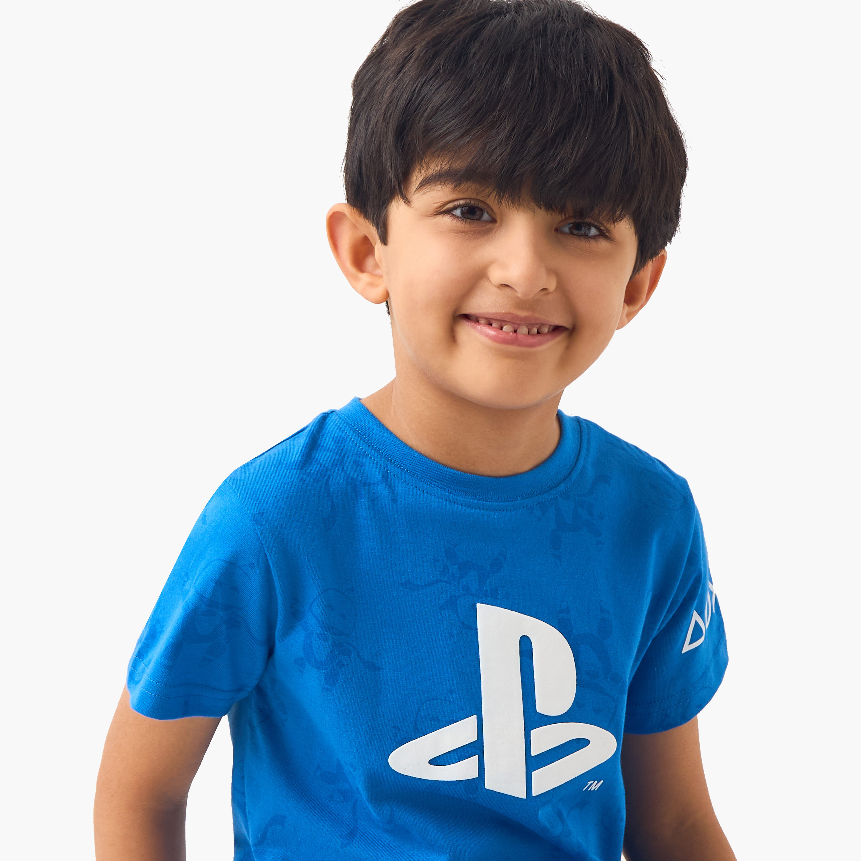 PlayStation Logo Print T-shirt and Pyjama Set-boys-clothing-nightwear-image-5