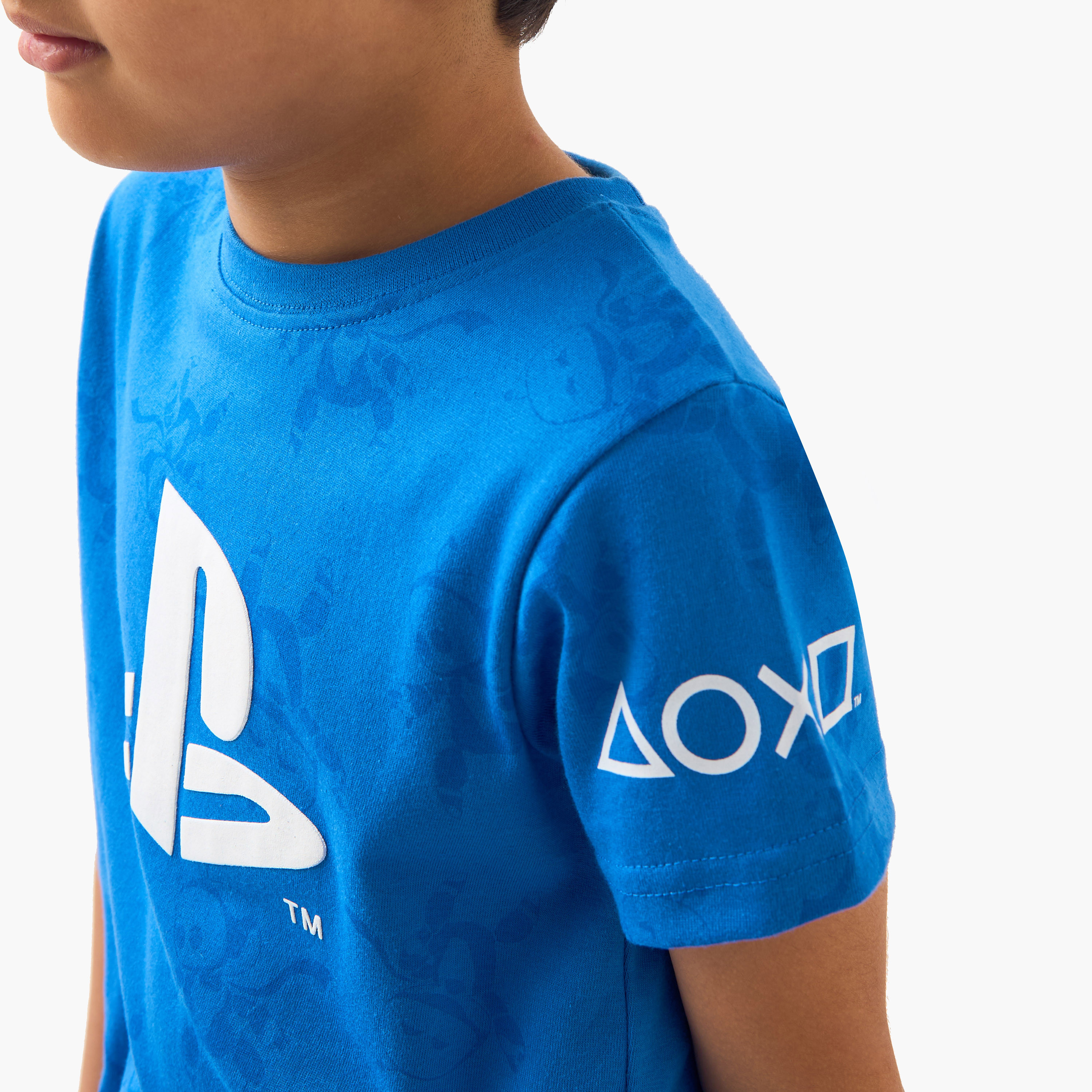 PlayStation Logo Print T-shirt and Pyjama Set-boys-clothing-nightwear-image-6