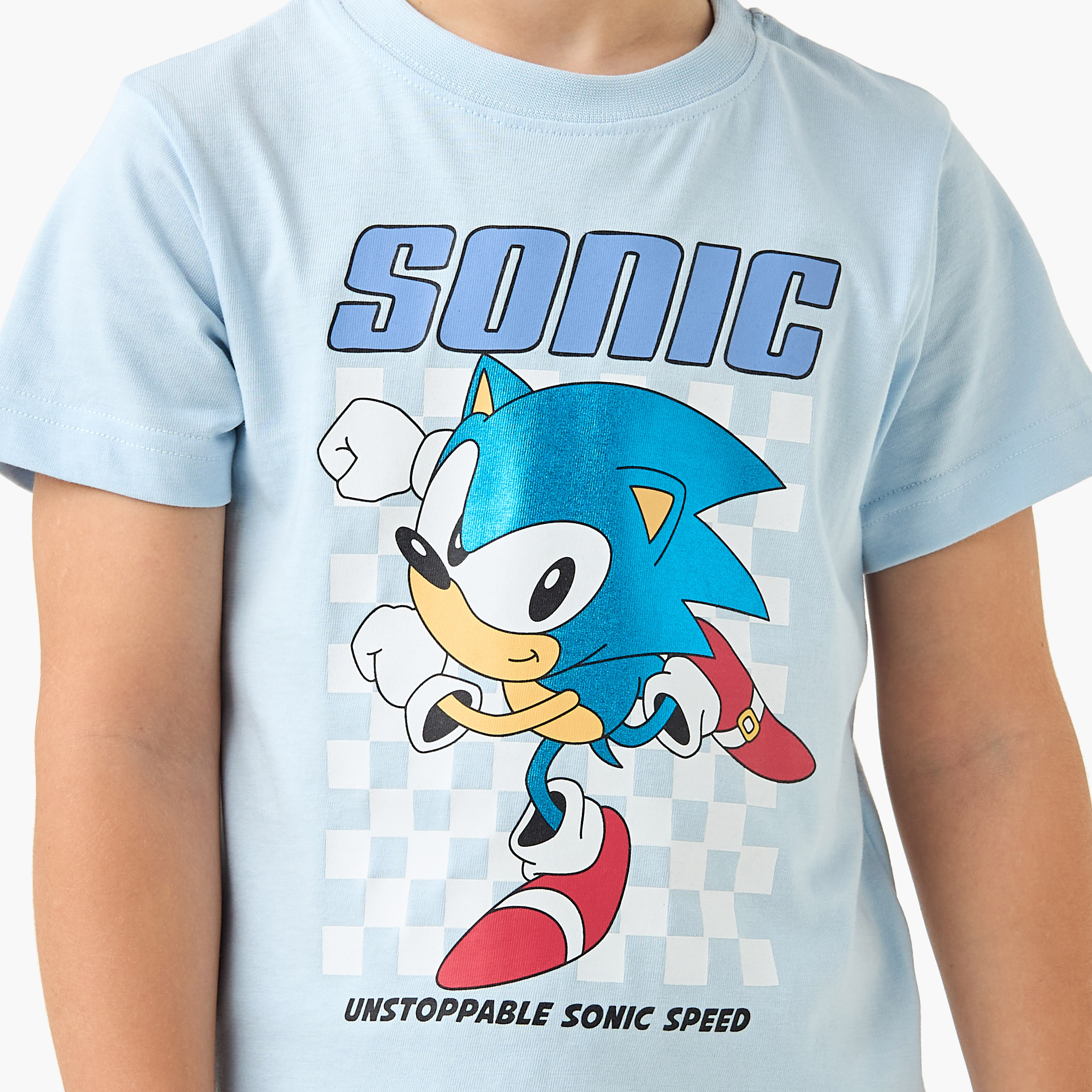 Sonic The Hedgehog Print T-shirt and Pyjama Set-boys-clothing-nightwear-image-5
