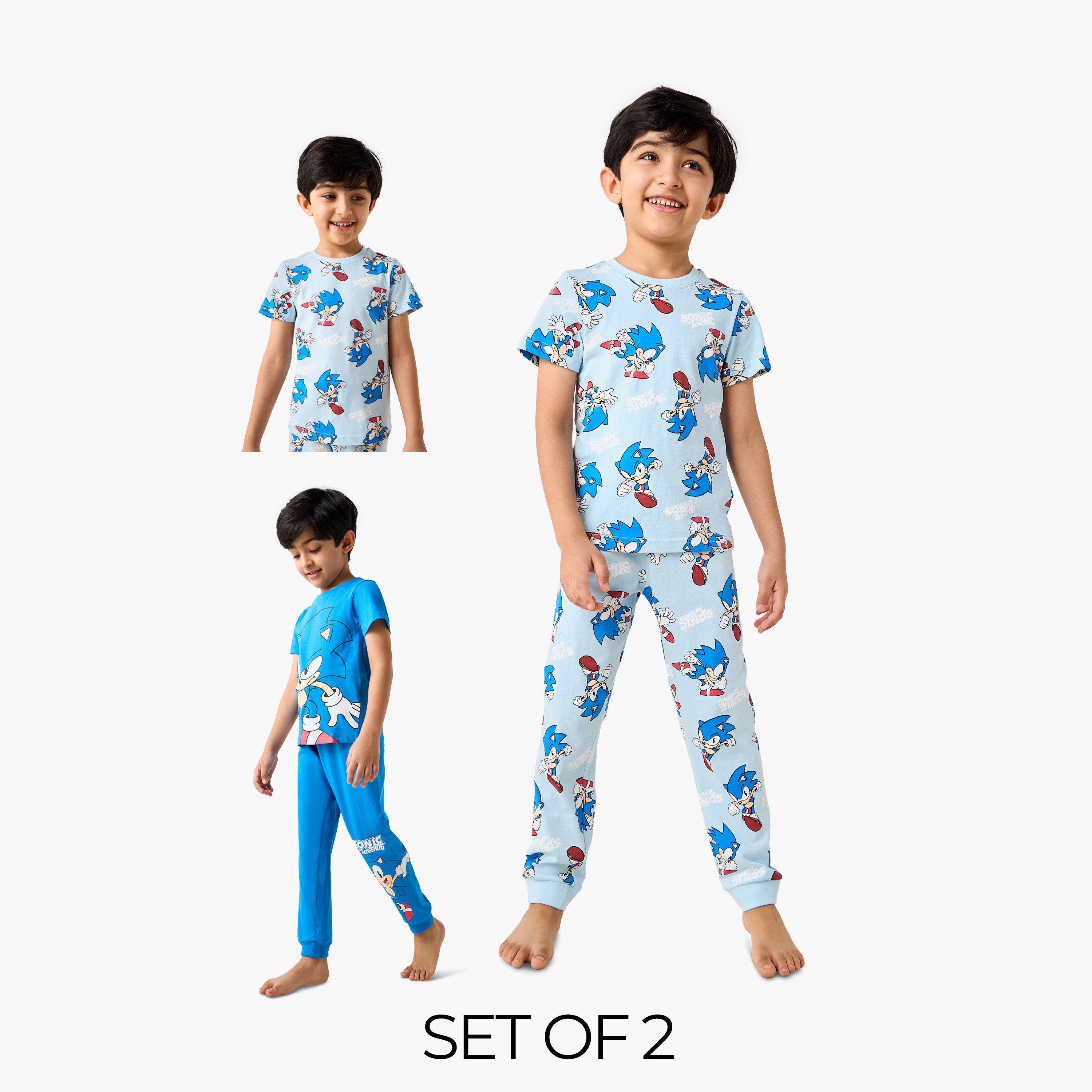 Sonic the Hedgehog Print T-shirt and Pyjama - Set of 2-boys-clothing-nightwear-image-1