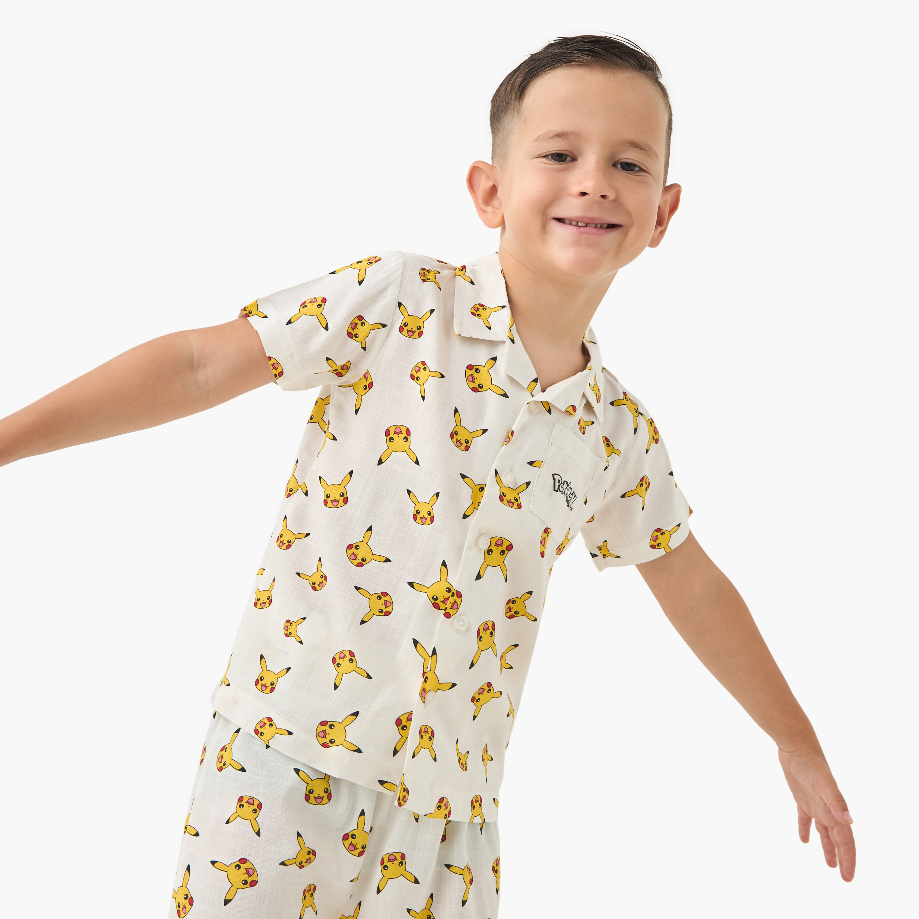 Pokemon All-Over Pikachu Print Shirt and Shorts Set-boys-clothing-nightwear-image-2