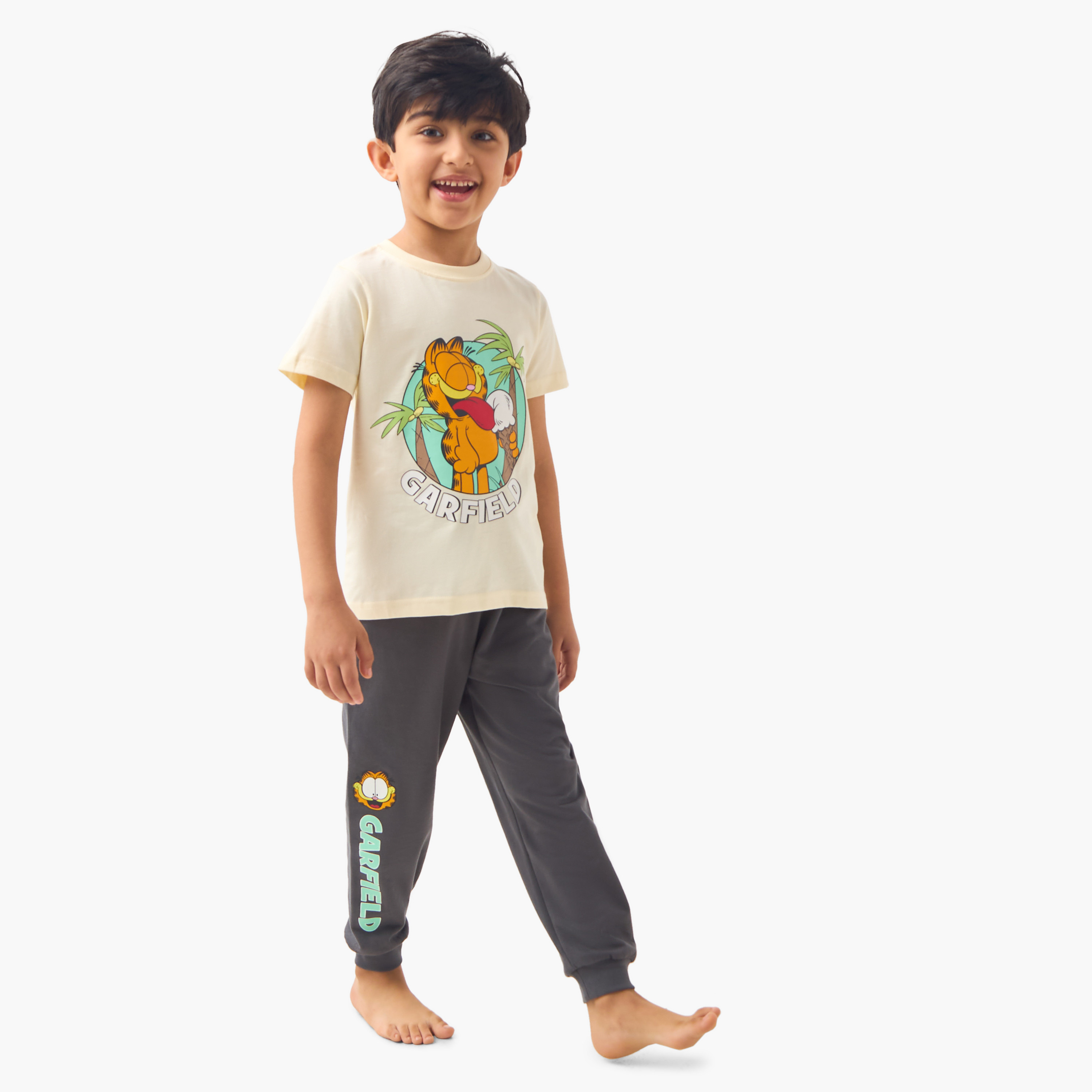 Garfield Print T-shirt and Pyjama Set-boys-clothing-nightwear-image-1