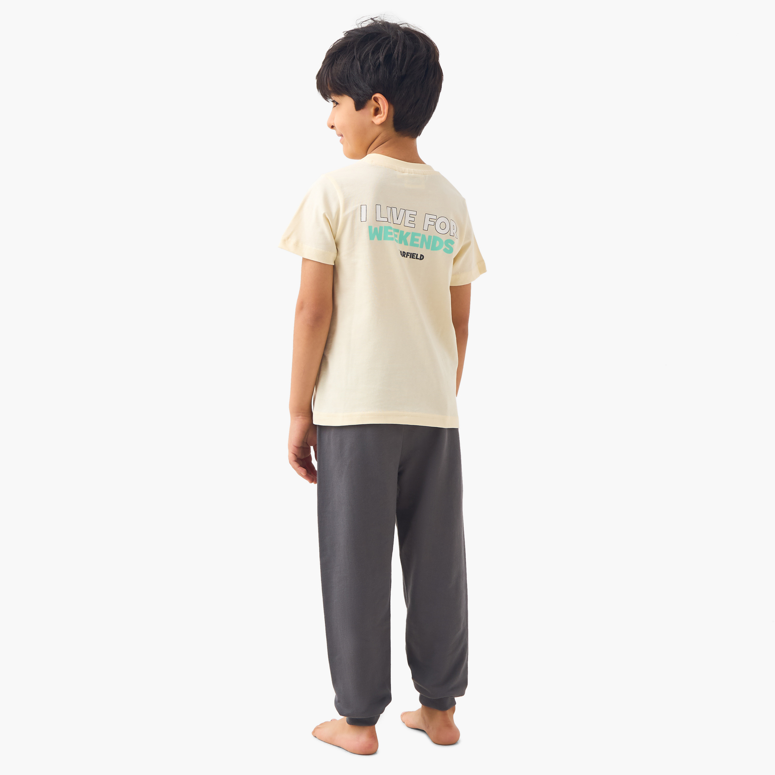 Garfield Print T-shirt and Pyjama Set-boys-clothing-nightwear-image-4