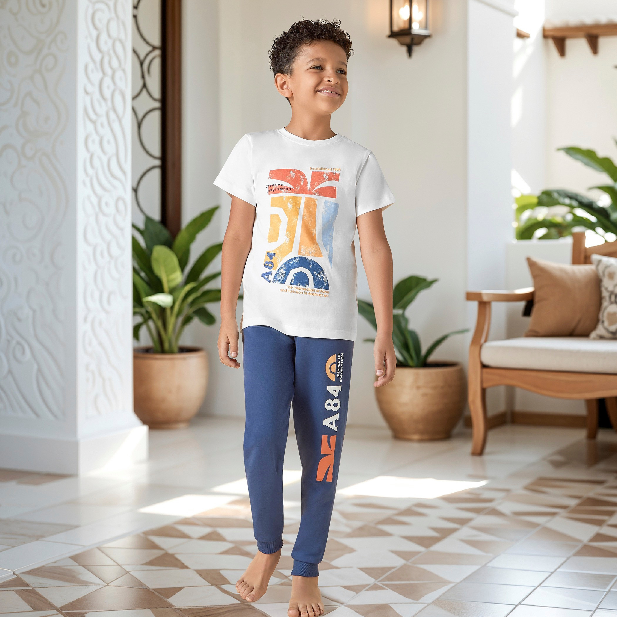 Juniors Printed T-shirt and Pyjama Set-boys-clothing-nightwear-image-1
