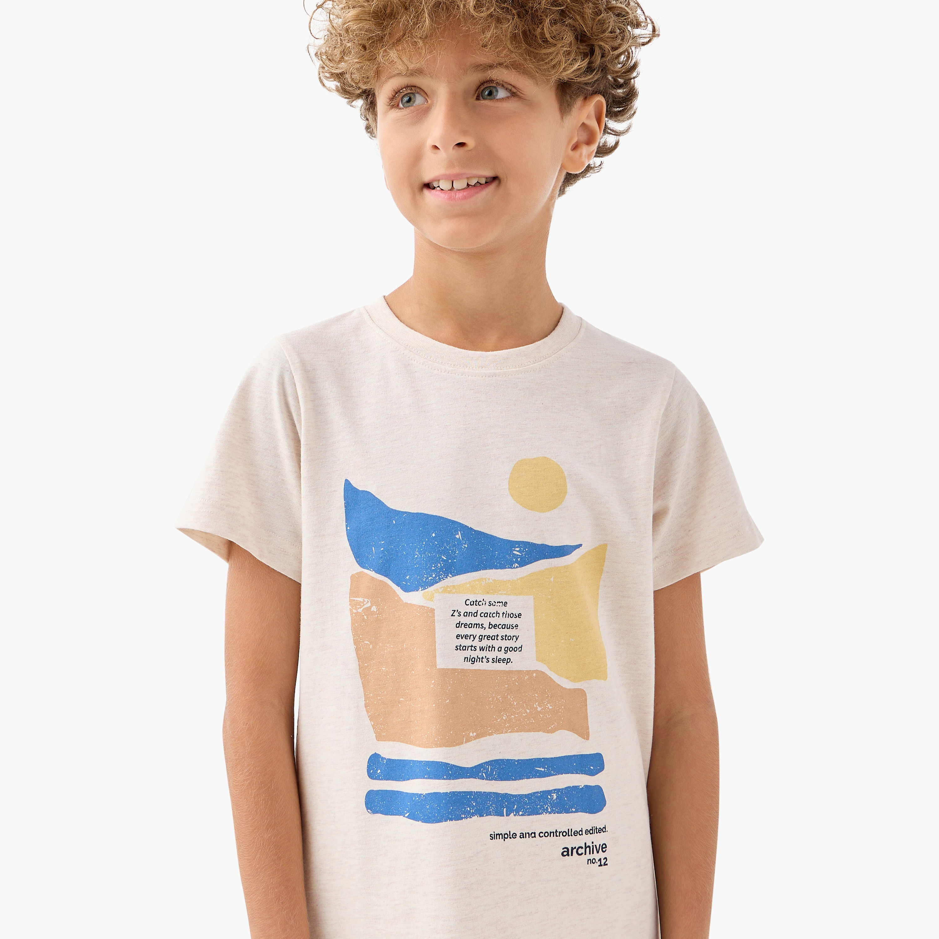 Juniors 4-Piece Printed T-shirt with Pyjamas and Shorts Set-boys-clothing-nightwear-image-7