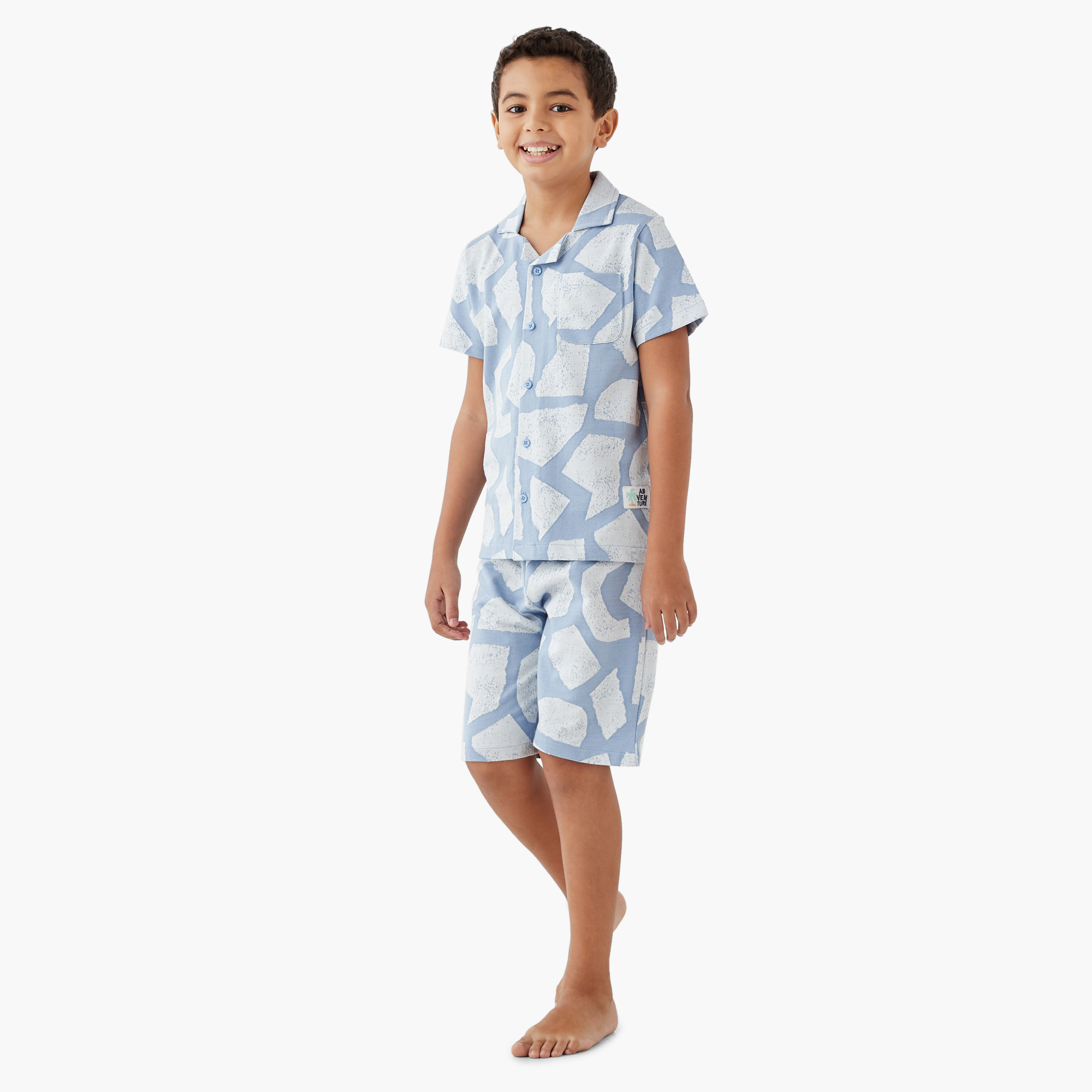 Juniors Printed Shirt and Shorts Set-boys-clothing-nightwear-image-1