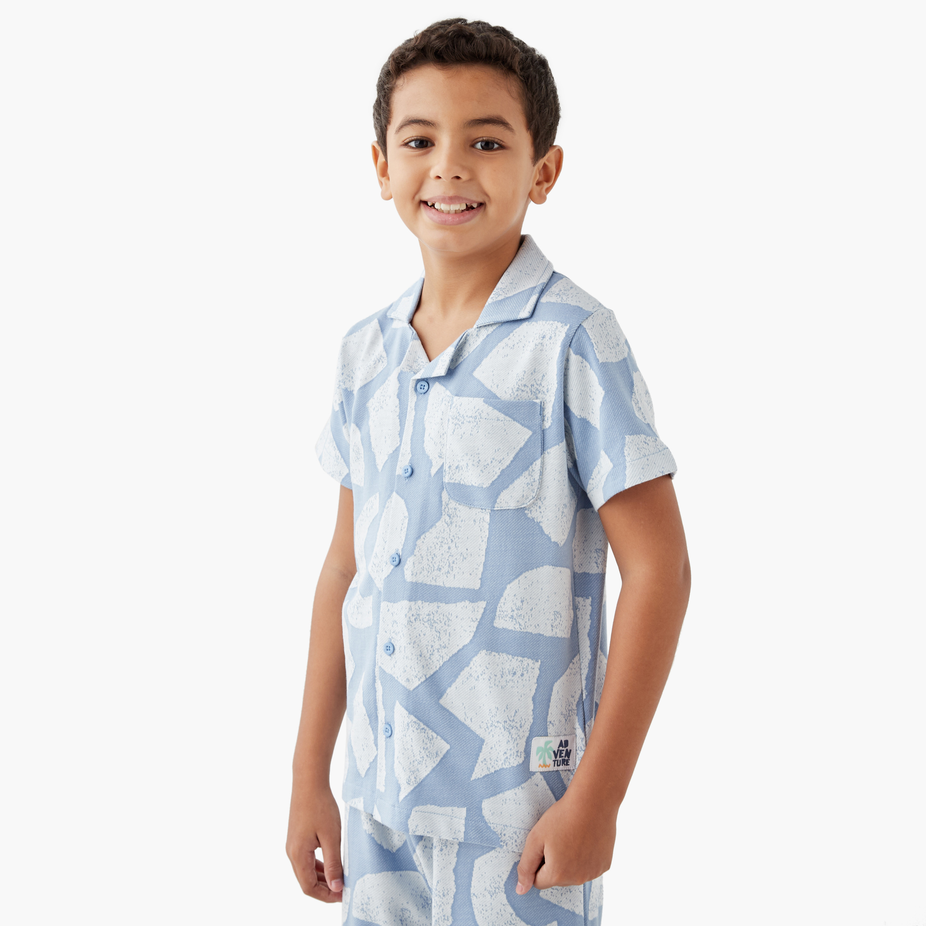 Juniors Printed Shirt and Shorts Set-boys-clothing-nightwear-image-2