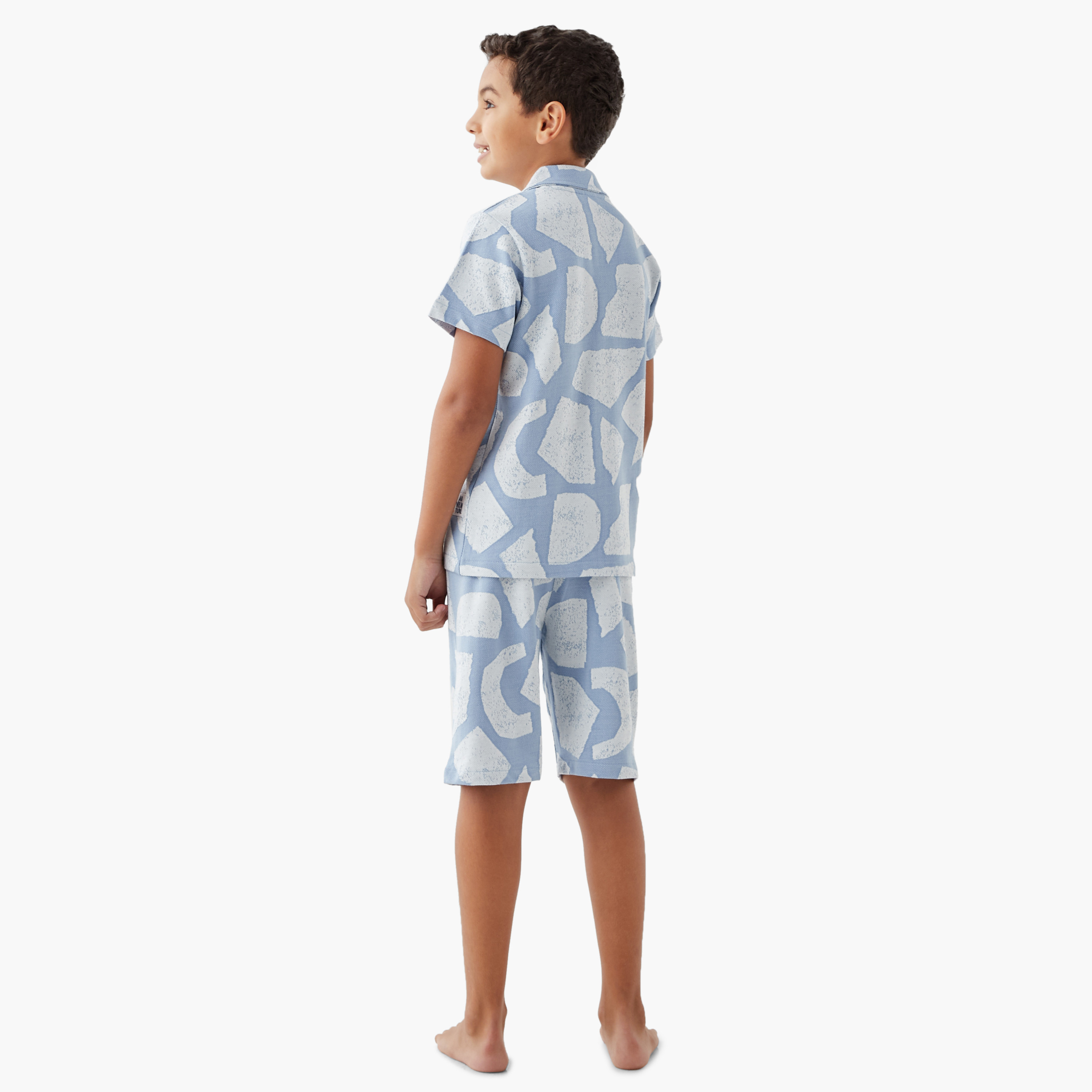 Juniors Printed Shirt and Shorts Set-boys-clothing-nightwear-image-4