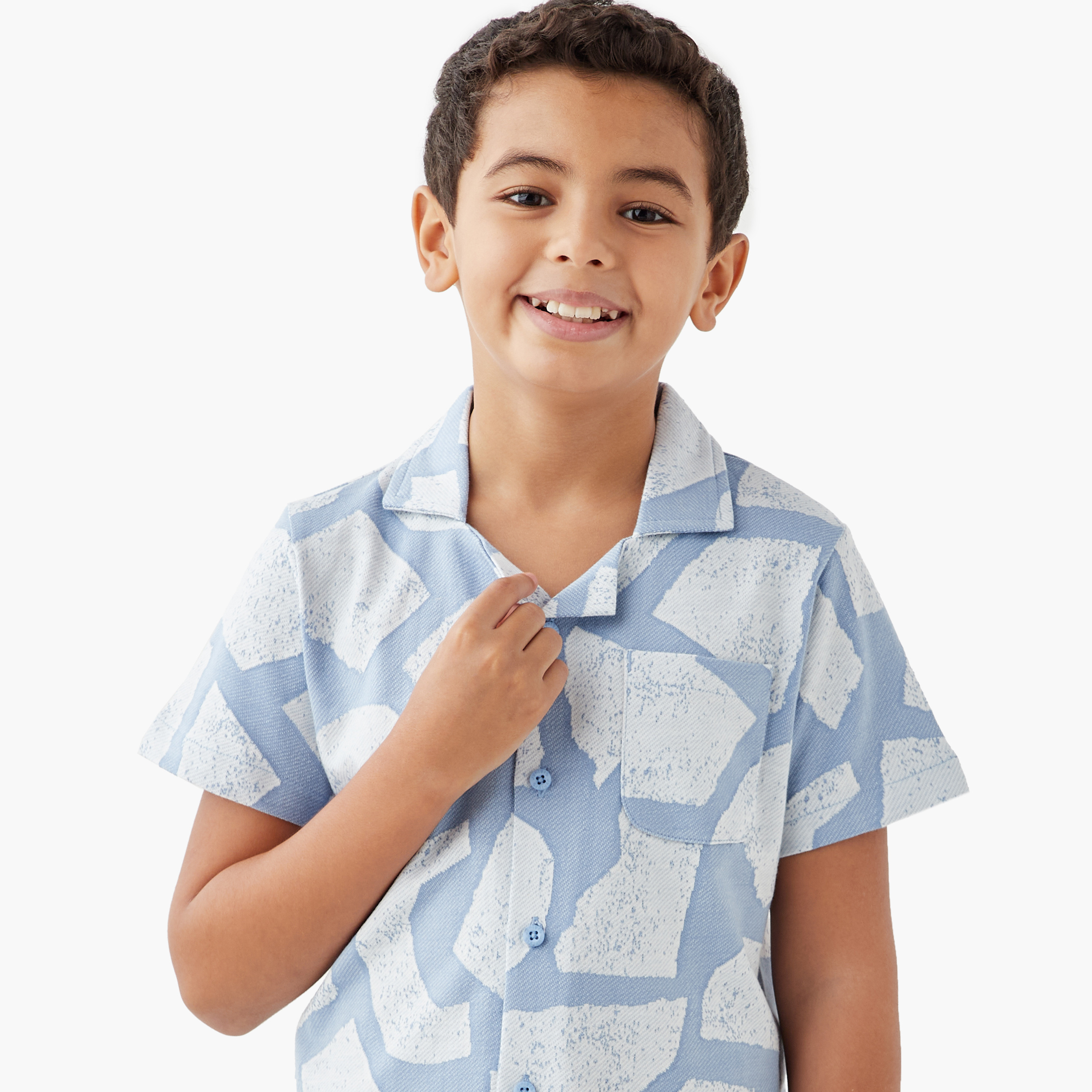 Juniors Printed Shirt and Shorts Set-boys-clothing-nightwear-image-5