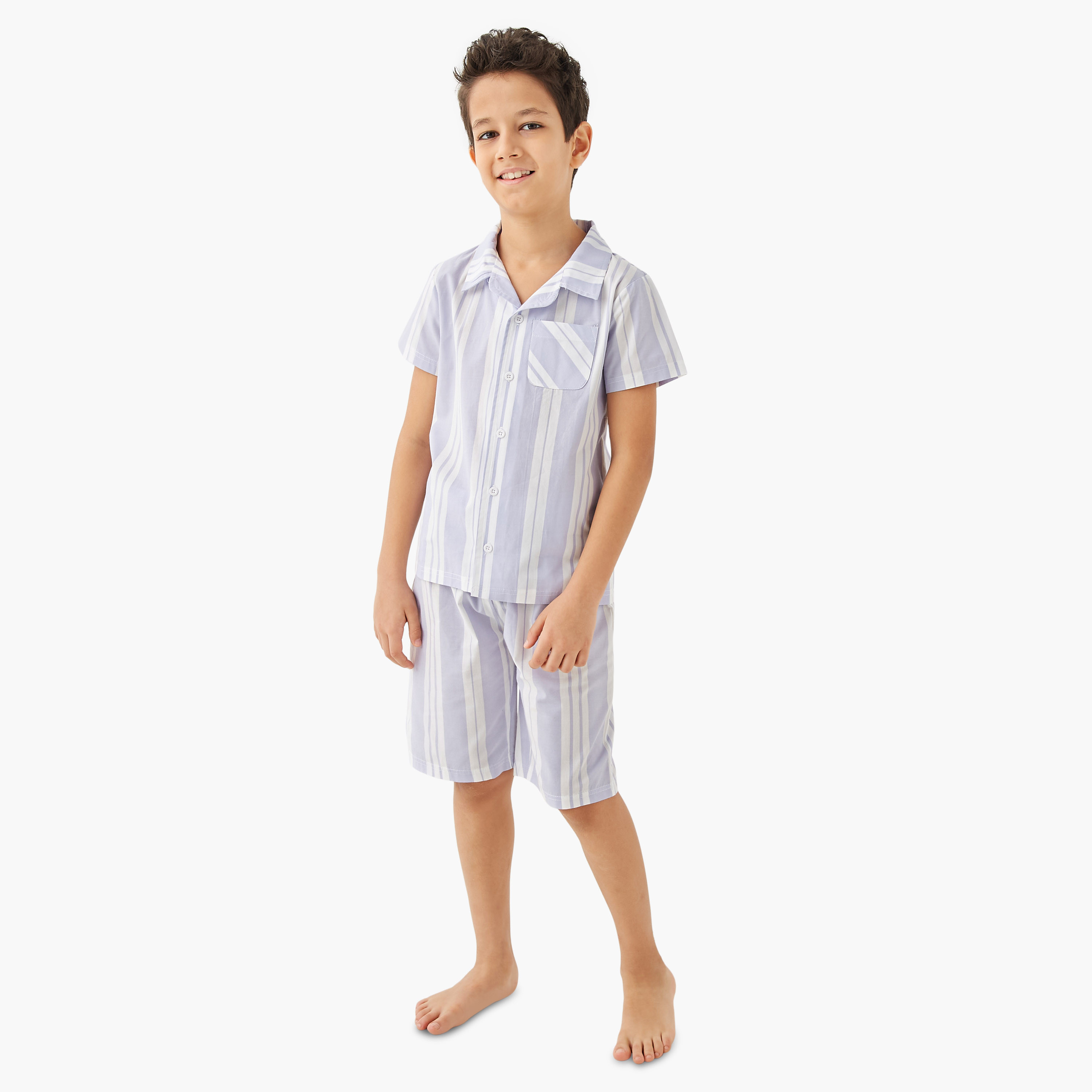 Juniors Striped T-shirt and Shorts Set-boys-clothing-nightwear-image-1