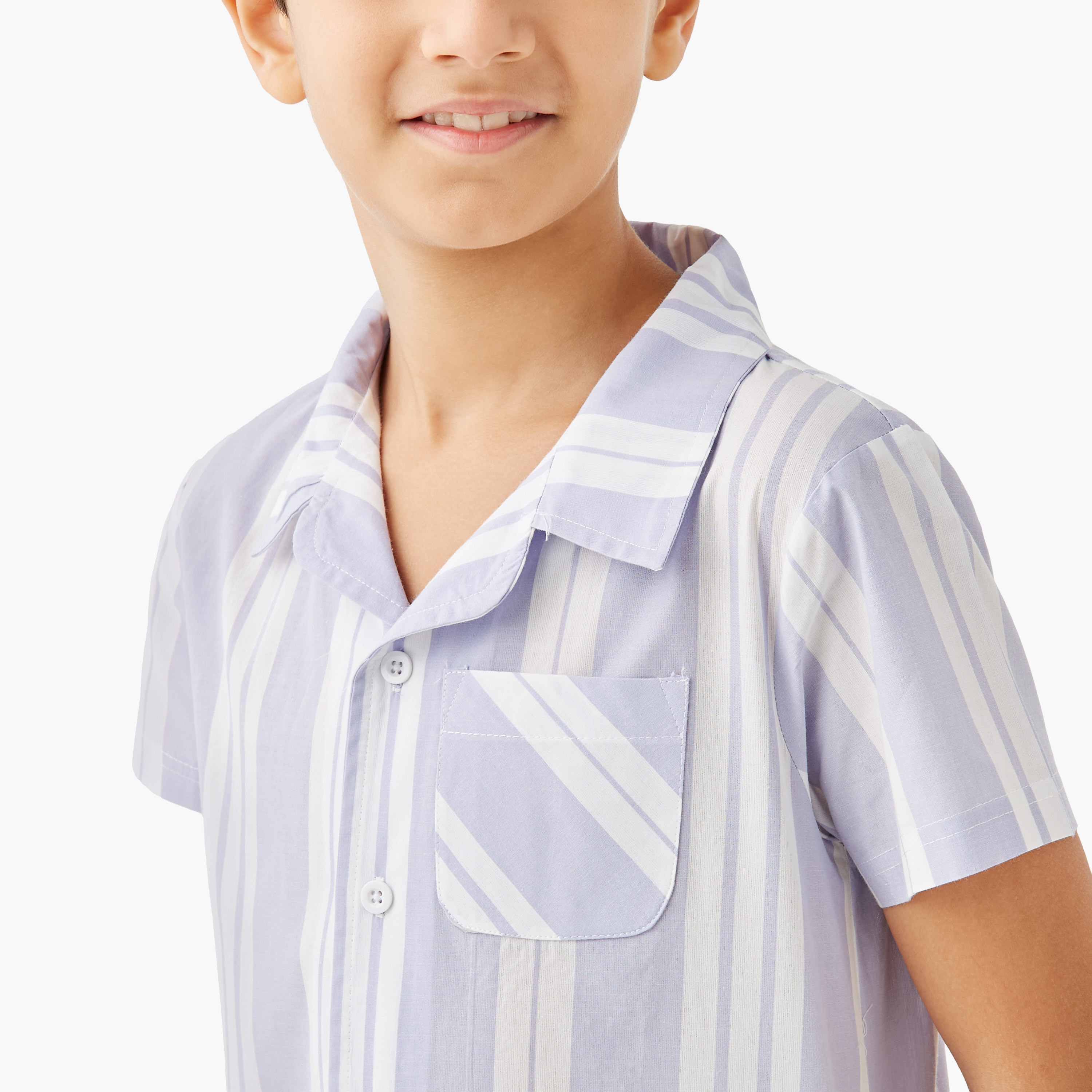Juniors Striped T-shirt and Shorts Set-boys-clothing-nightwear-image-4