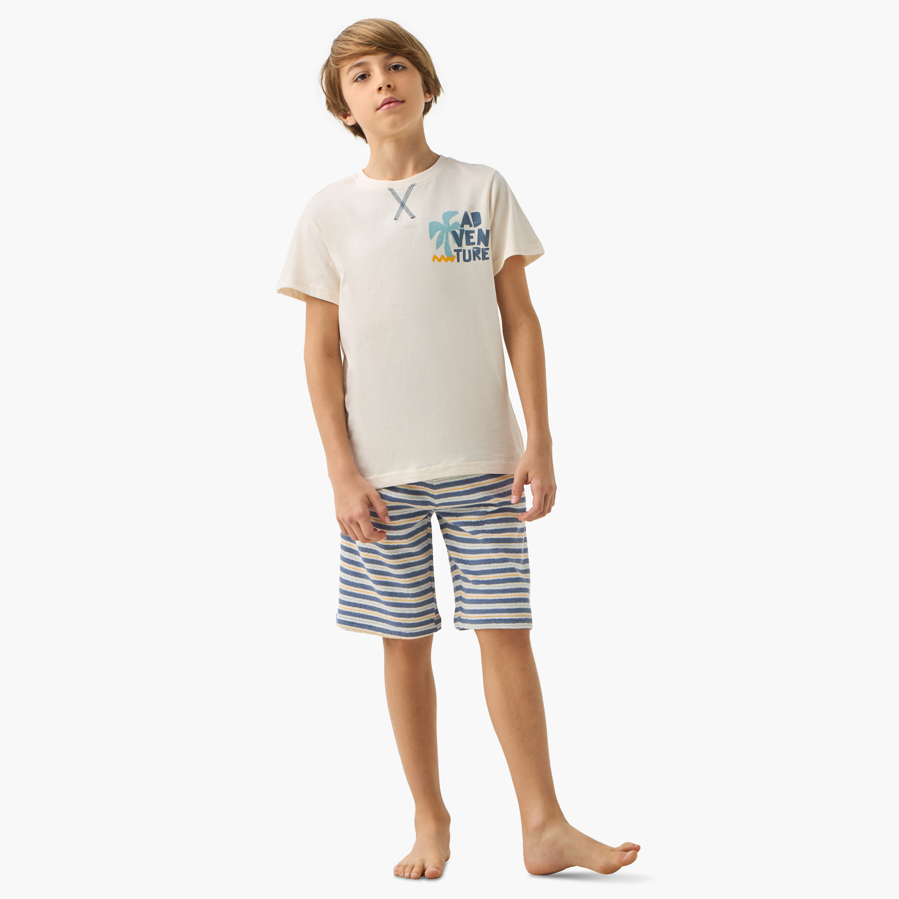 Juniors Printed T-shirt and Shorts Set-boys-clothing-nightwear-image-1