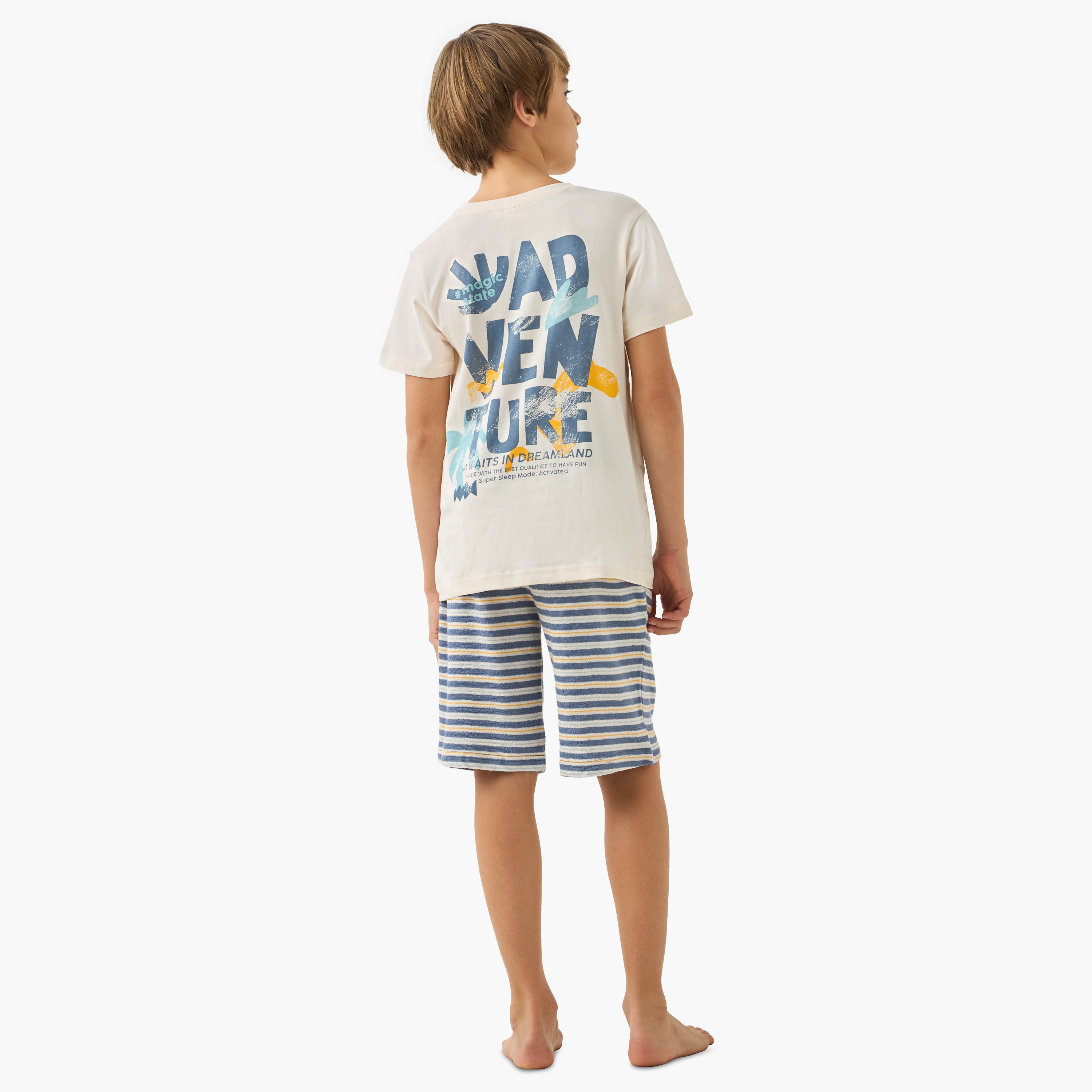 Juniors Printed T-shirt and Shorts Set-boys-clothing-nightwear-image-4