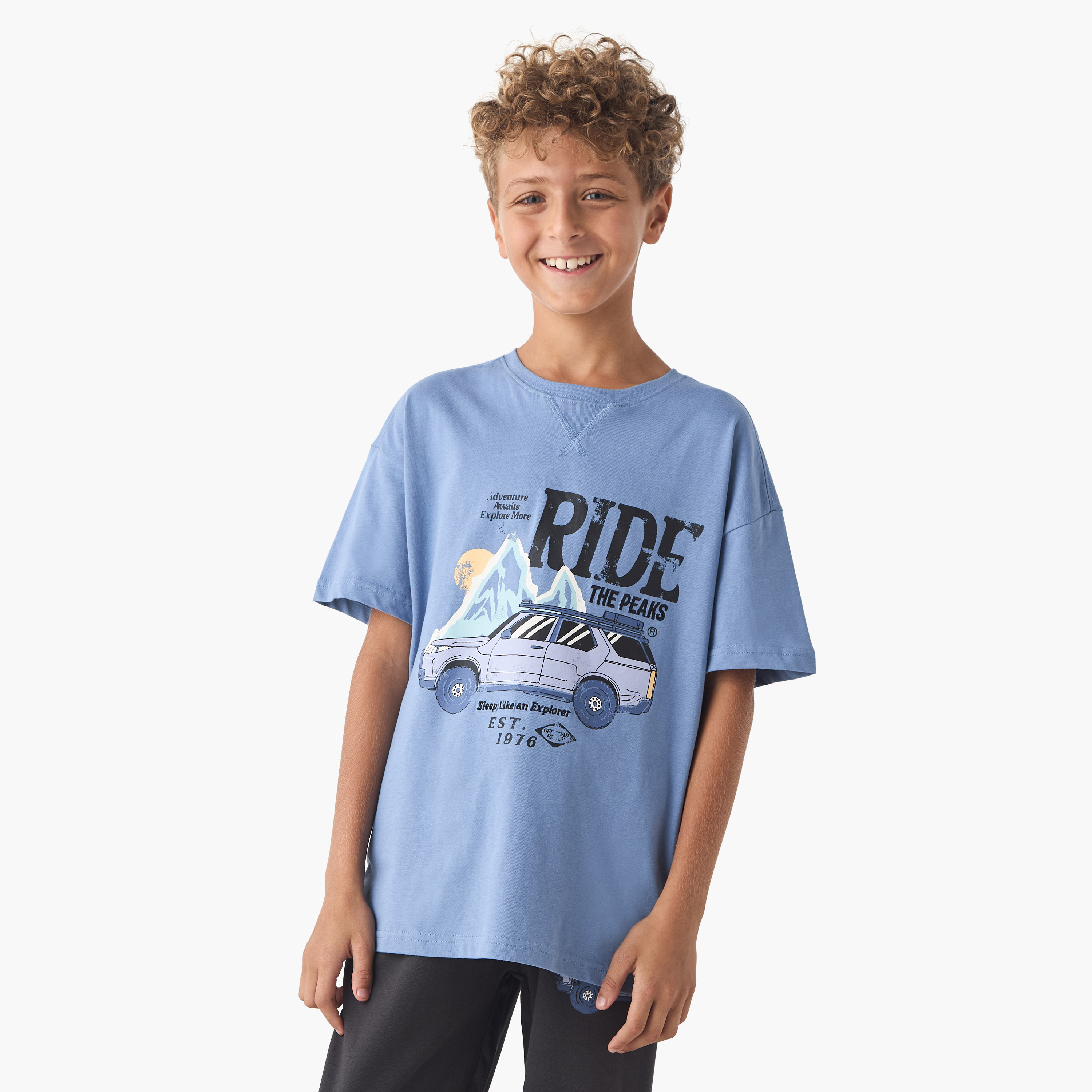Juniors Graphic Print T-shirt and Pyjama Set-boys-clothing-nightwear-image-2