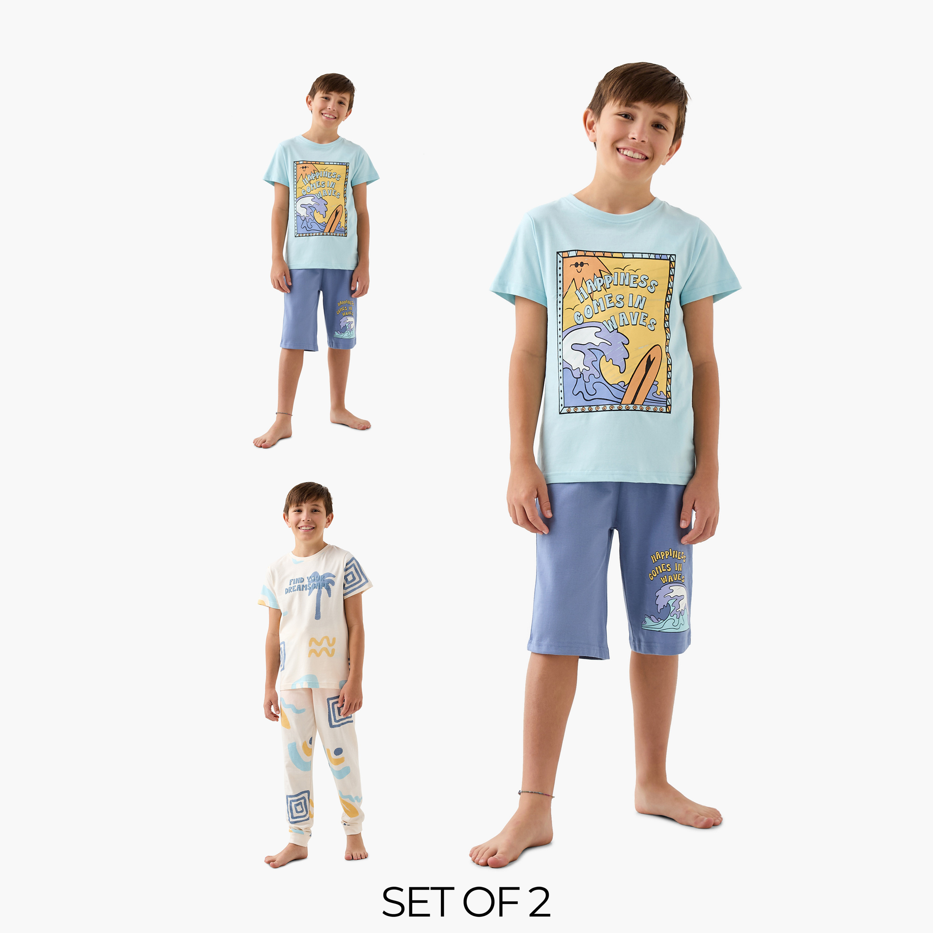 طقم بيجاما وتيشيرت بطبعات من جونيورز - طقم من 4 قطع-boys-clothing-nightwear-image-1
