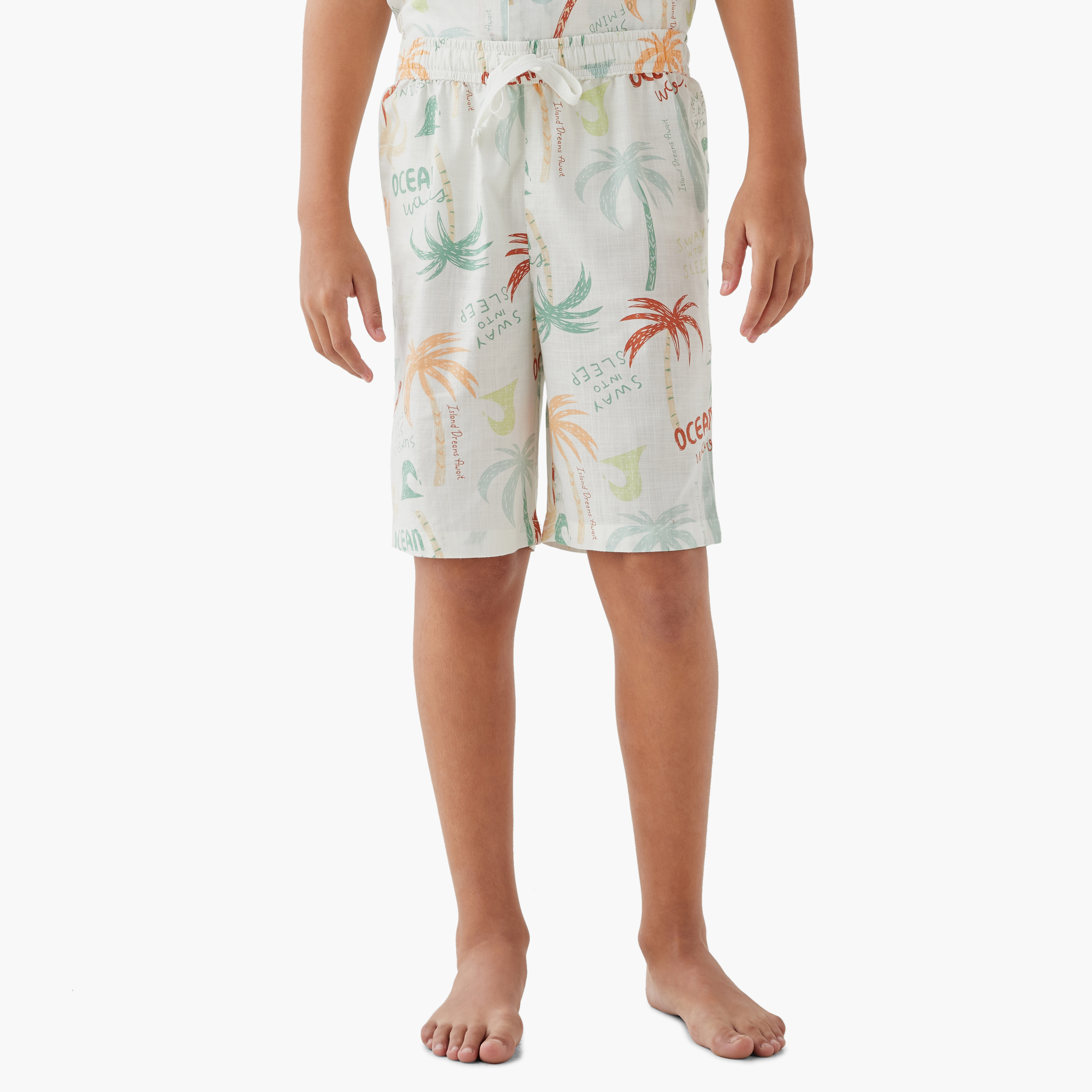 Juniors Palm Tree Print Shirt and Shorts Set-boys-clothing-nightwear-image-3