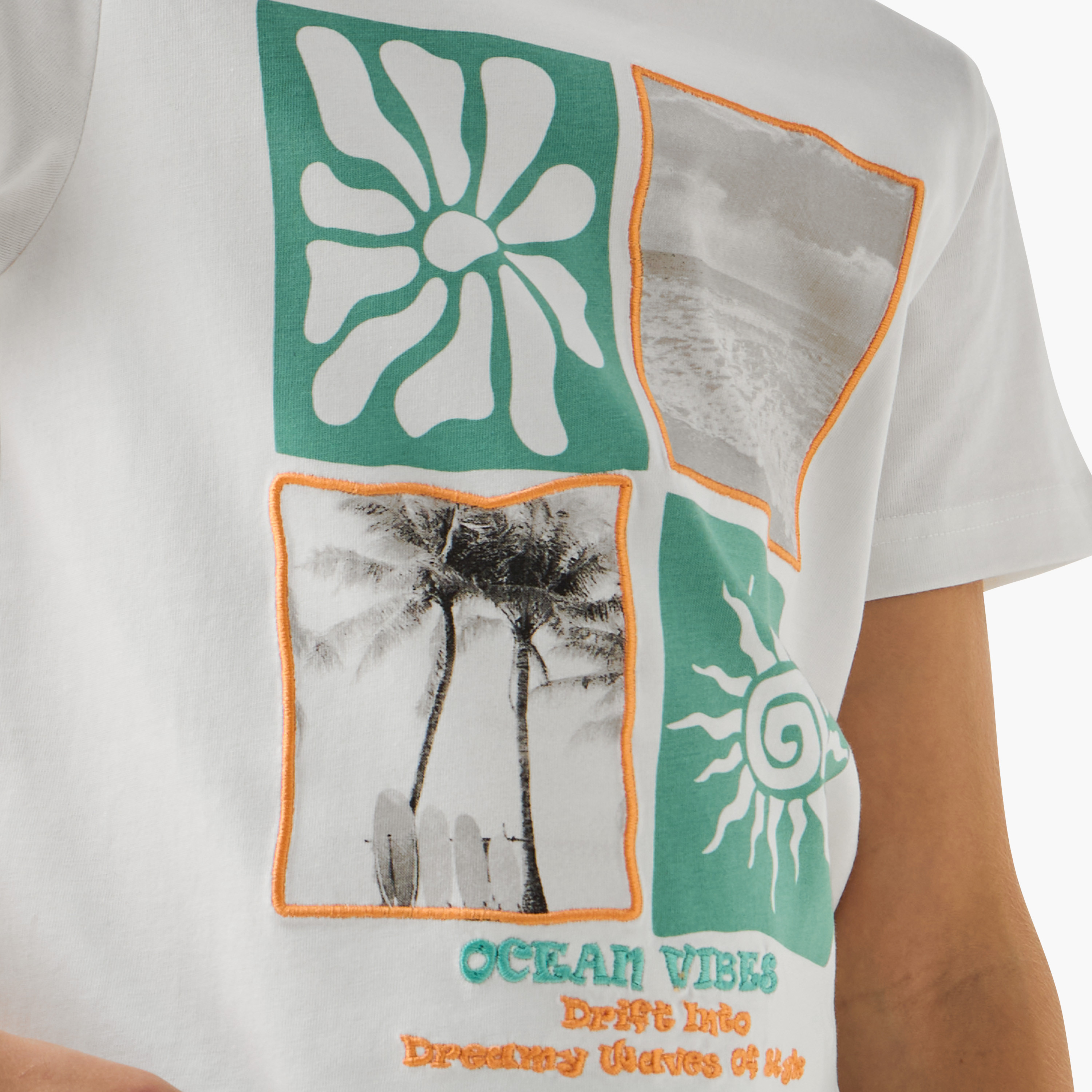 Juniors Printed T-shirt and Striped Shorts Set-boys-clothing-nightwear-image-6