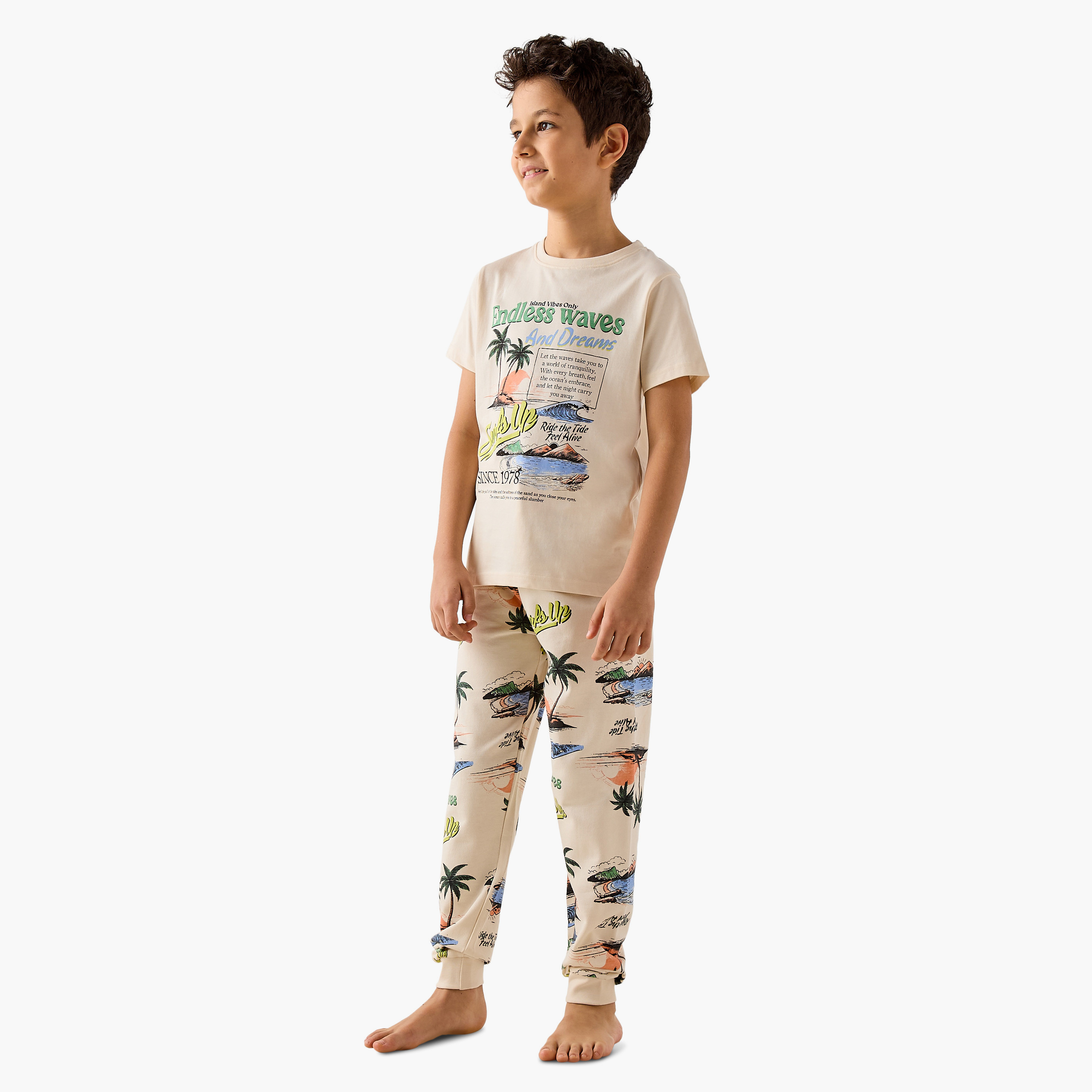 Juniors Graphic Print T-shirt and Pyjama Set-boys-clothing-nightwear-image-1